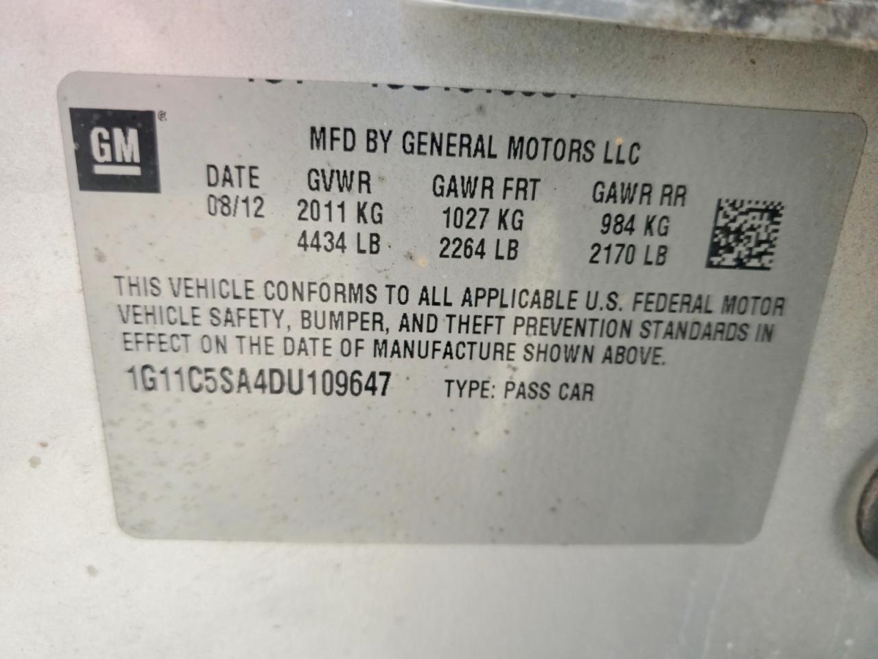 2013 Chevrolet Malibu 1lt Серебряный vin: 1G11C5SA4DU109647