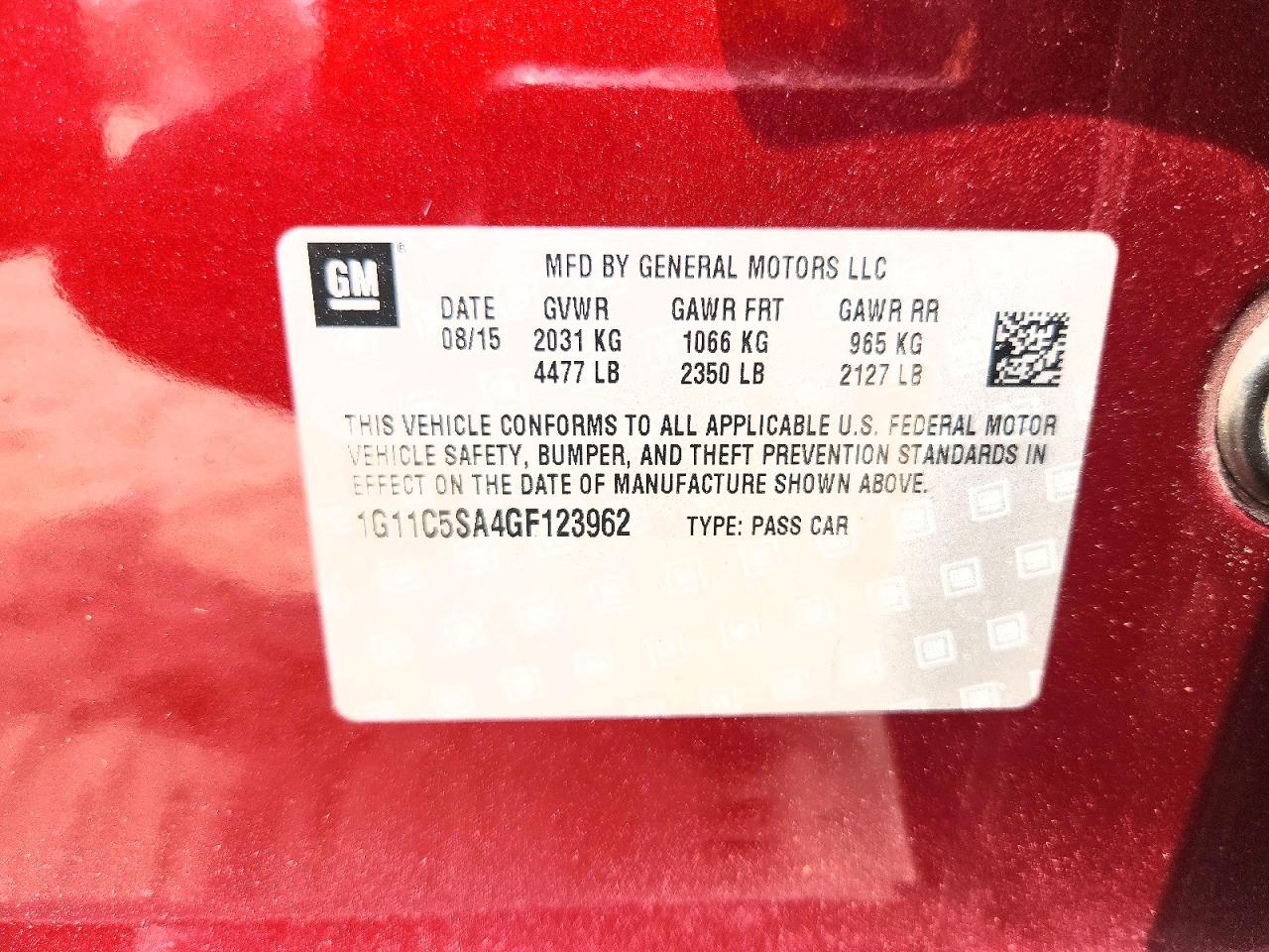 2016 Chevrolet Malibu Limited Lt Burgundy vin: 1G11C5SA4GF123962