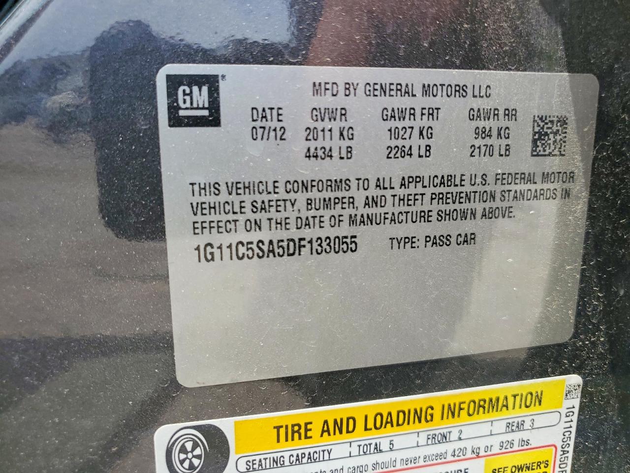 2013 Chevrolet Malibu Gray vin: 1G11C5SA5DF133055