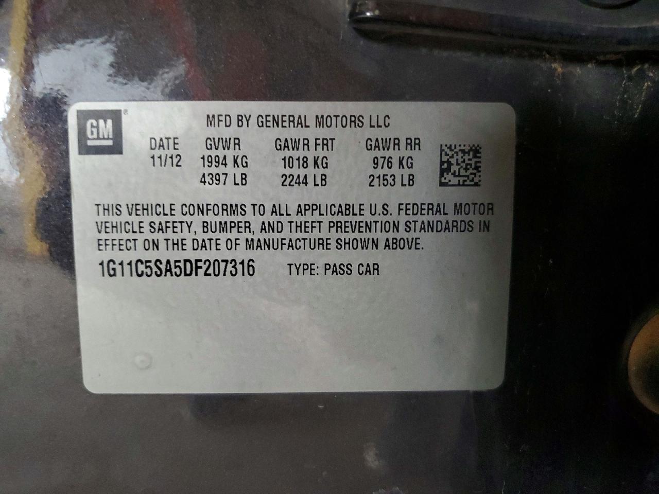 2013 Chevrolet Malibu 1lt Gray vin: 1G11C5SA5DF207316