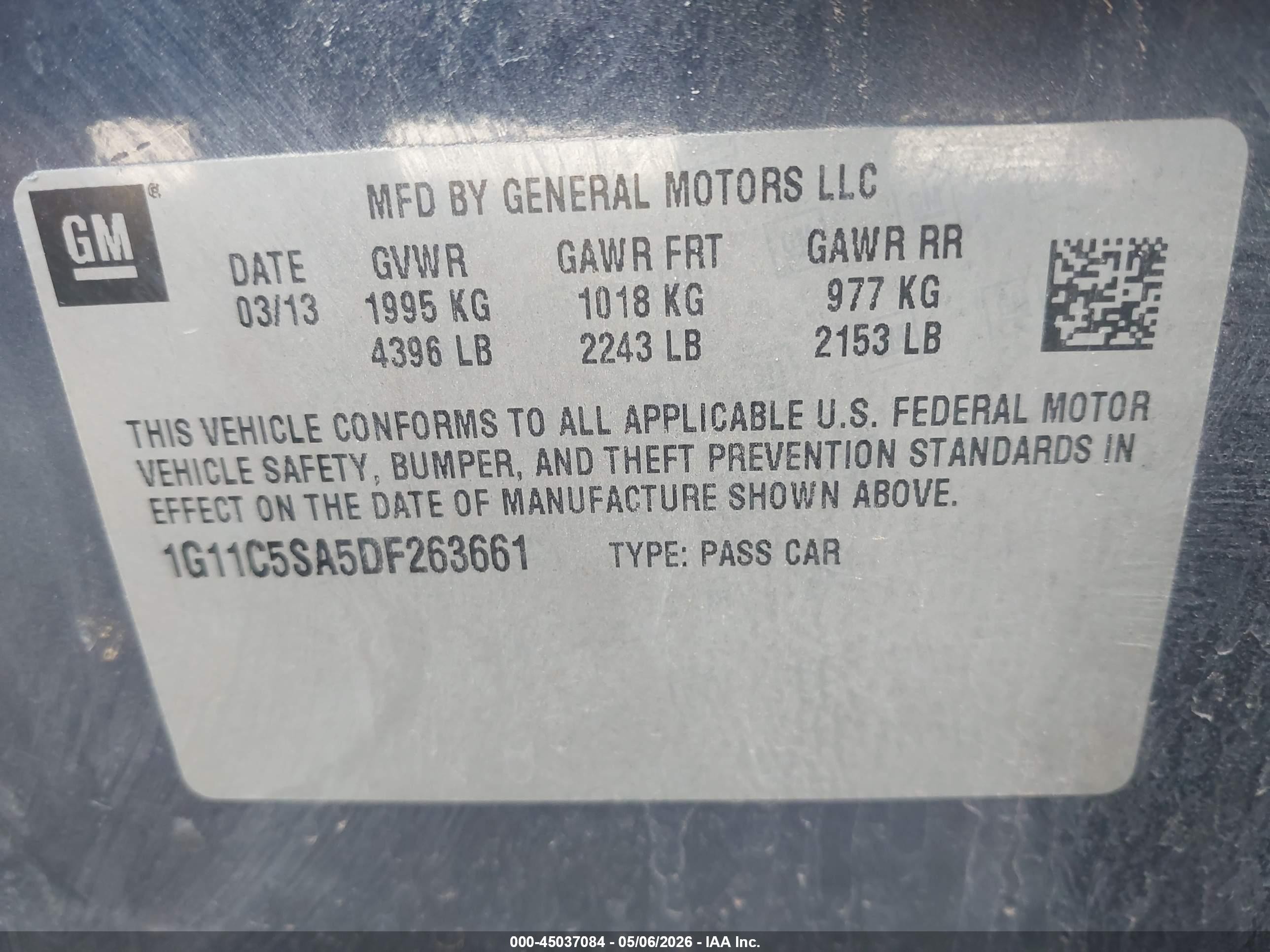 2013 Chevrolet Malibu 1lt Blue vin: 1G11C5SA5DF263661