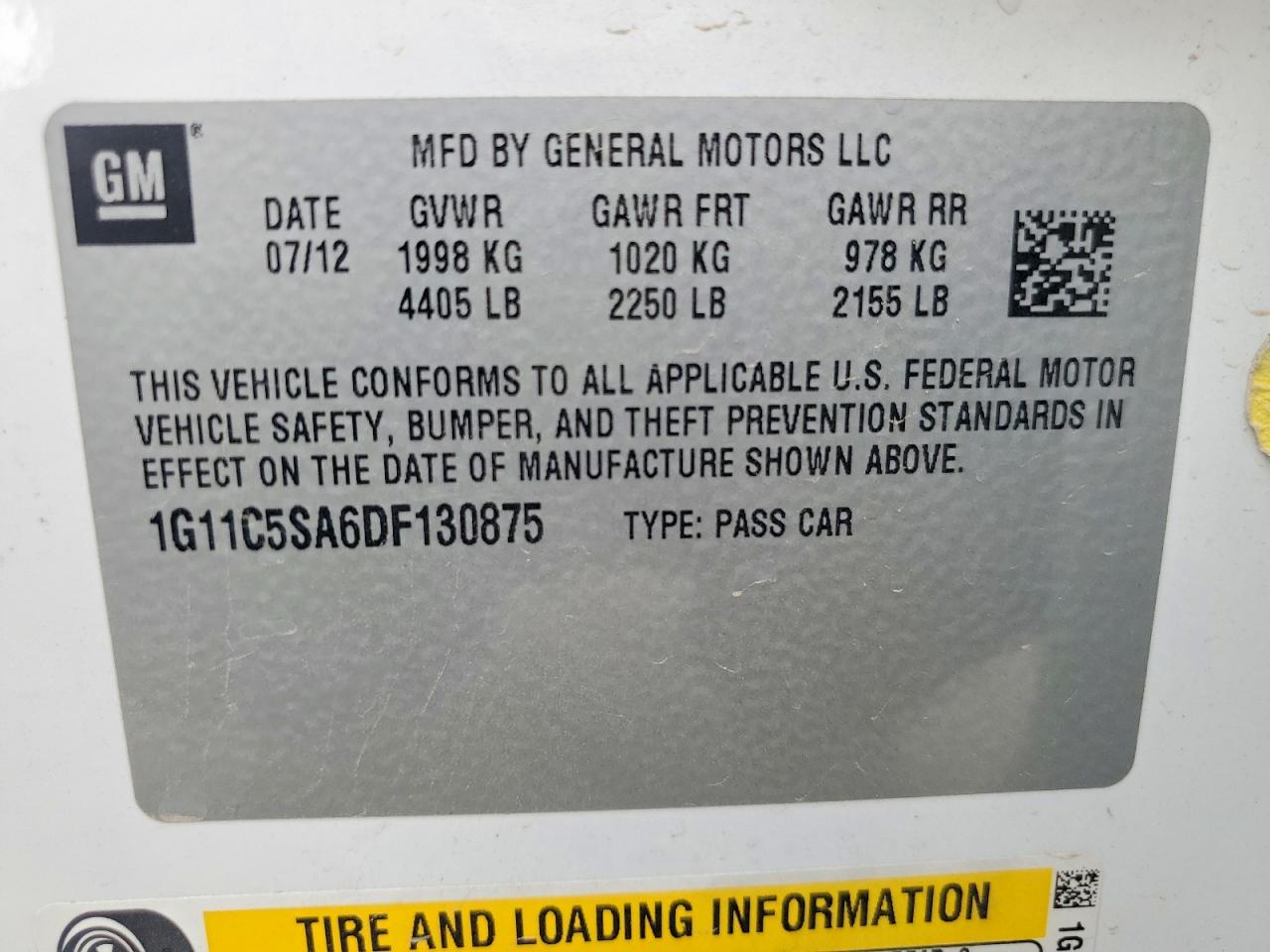 2013 Chevrolet Malibu 1lt White vin: 1G11C5SA6DF130875