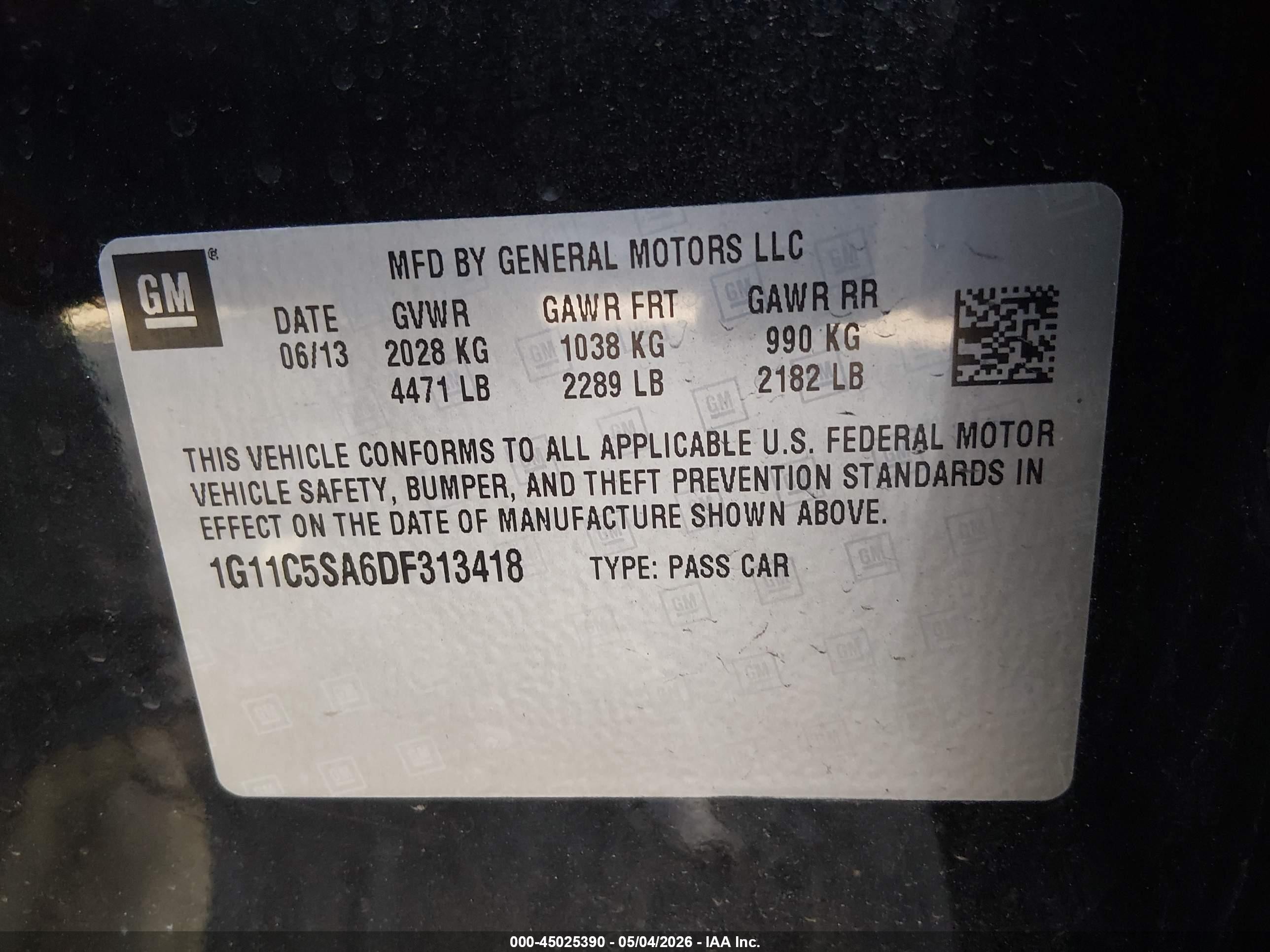 2013 Chevrolet Malibu 1lt Черный vin: 1G11C5SA6DF313418