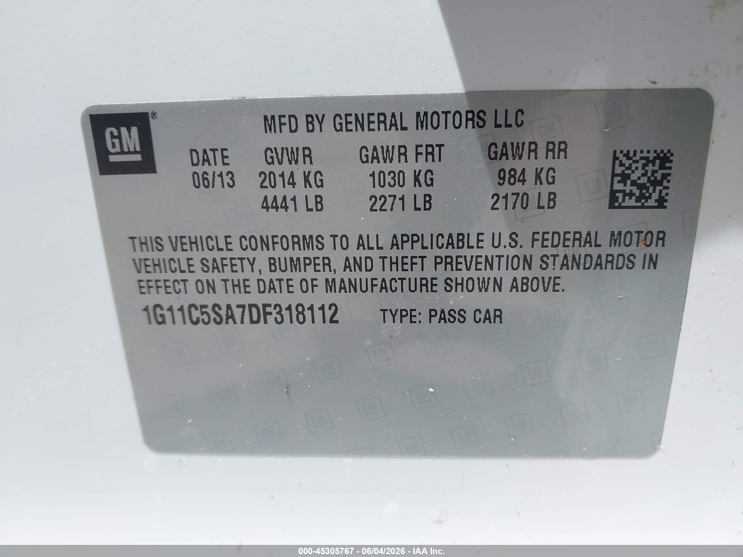 2013 Chevrolet Malibu 1lt White vin: 1G11C5SA7DF318112