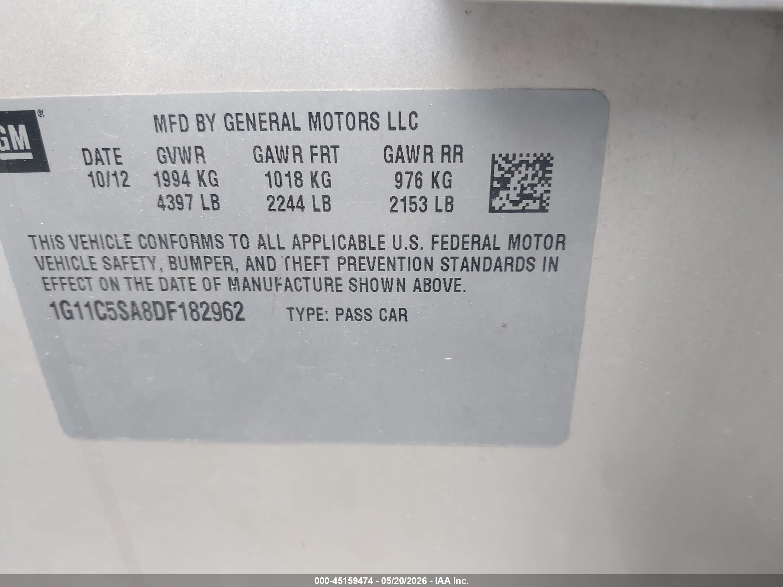 2013 Chevrolet Malibu 1lt Gold vin: 1G11C5SA8DF182962