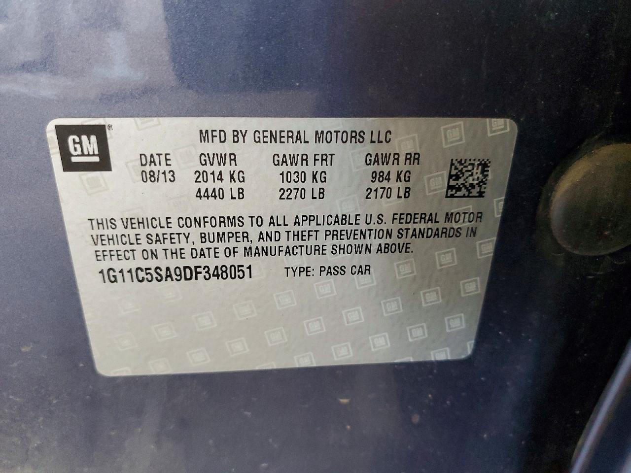 2013 Chevrolet Malibu 1lt Blue vin: 1G11C5SA9DF348051