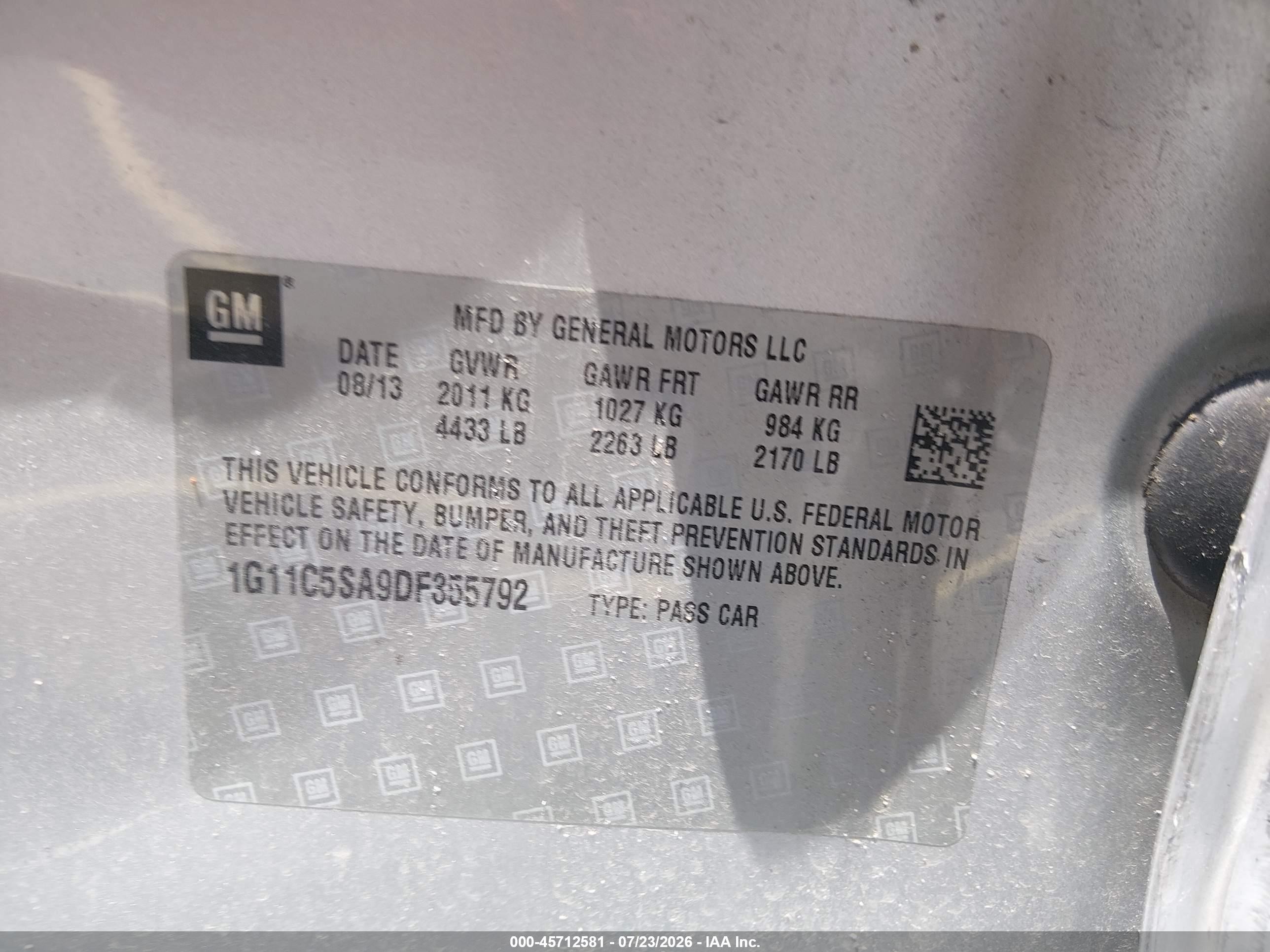 2013 Chevrolet Malibu 1lt Серебряный vin: 1G11C5SA9DF355792