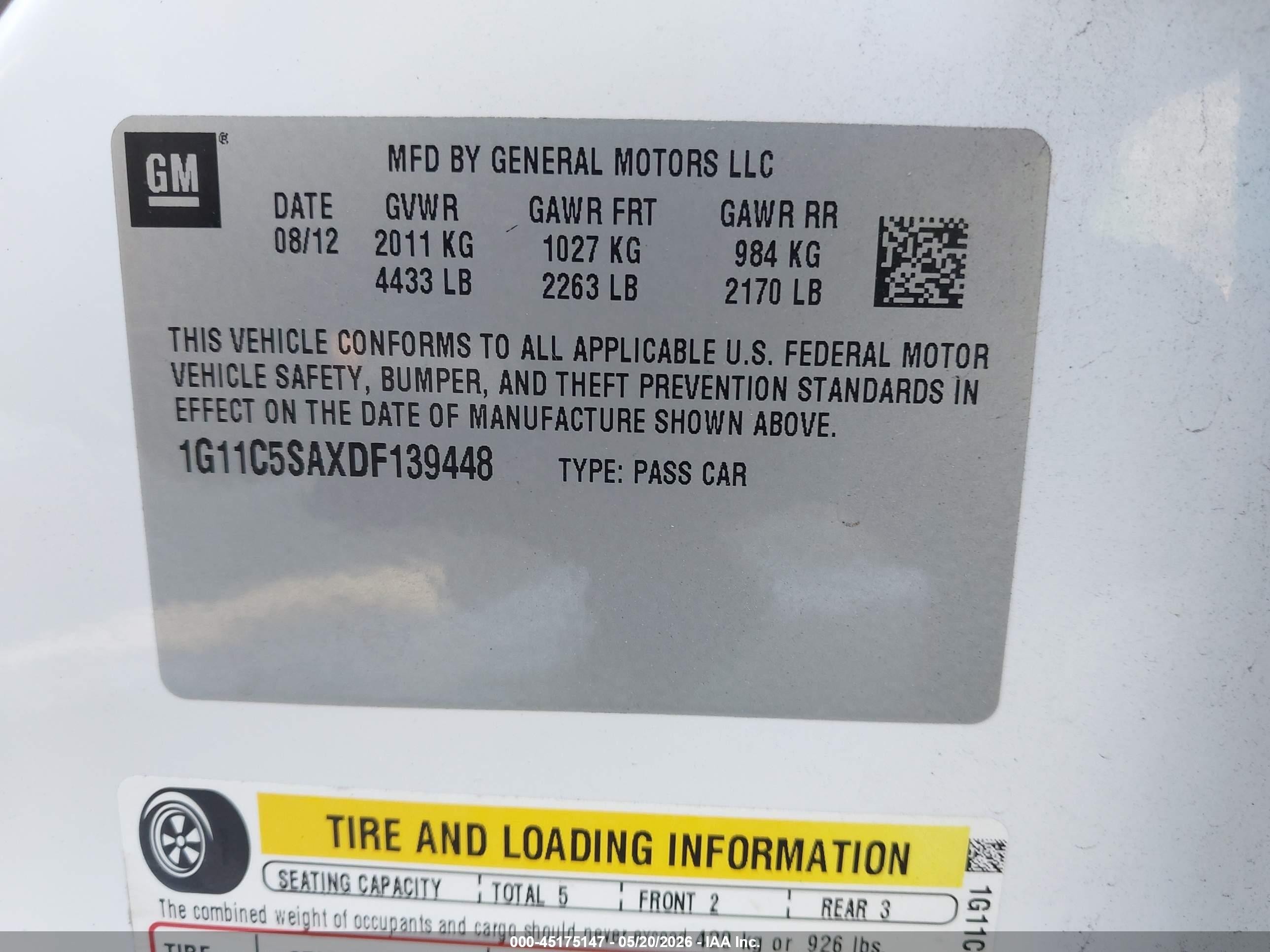 2013 Chevrolet Malibu 1lt White vin: 1G11C5SAXDF139448