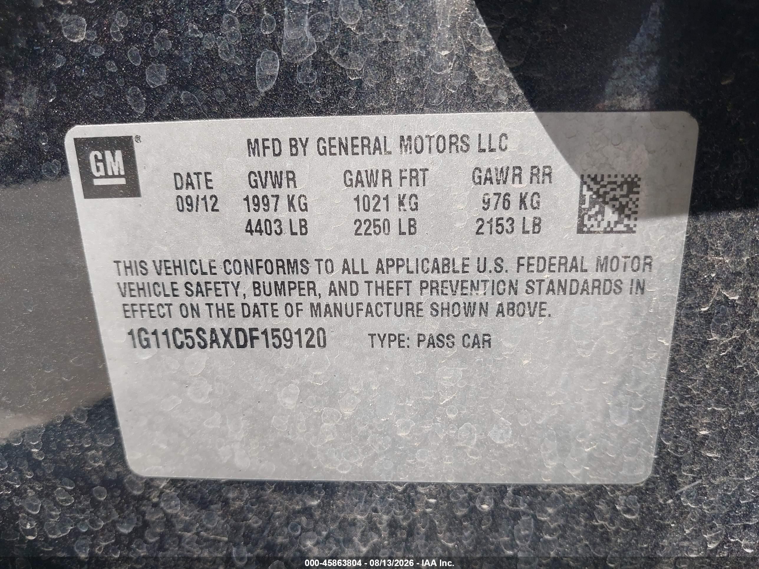 2013 Chevrolet Malibu 1lt Черный vin: 1G11C5SAXDF159120