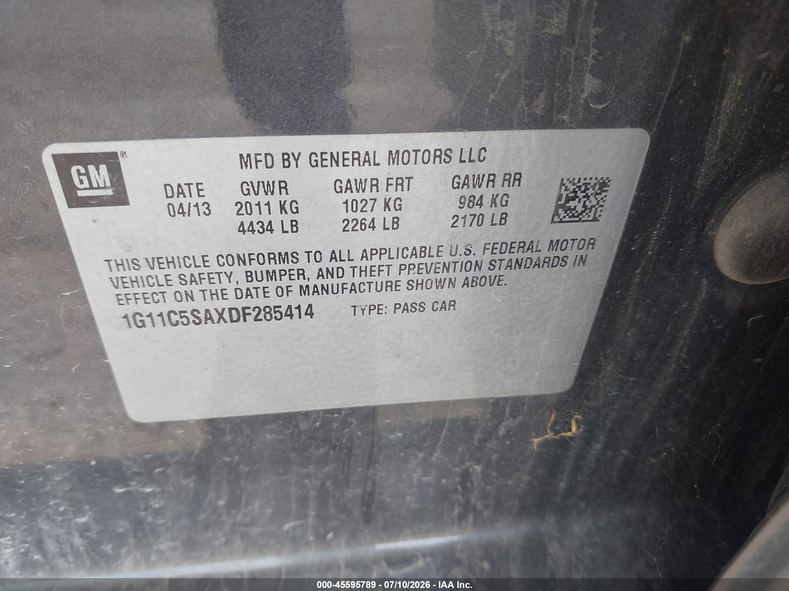 2013 Chevrolet Malibu 1lt Gray vin: 1G11C5SAXDF285414