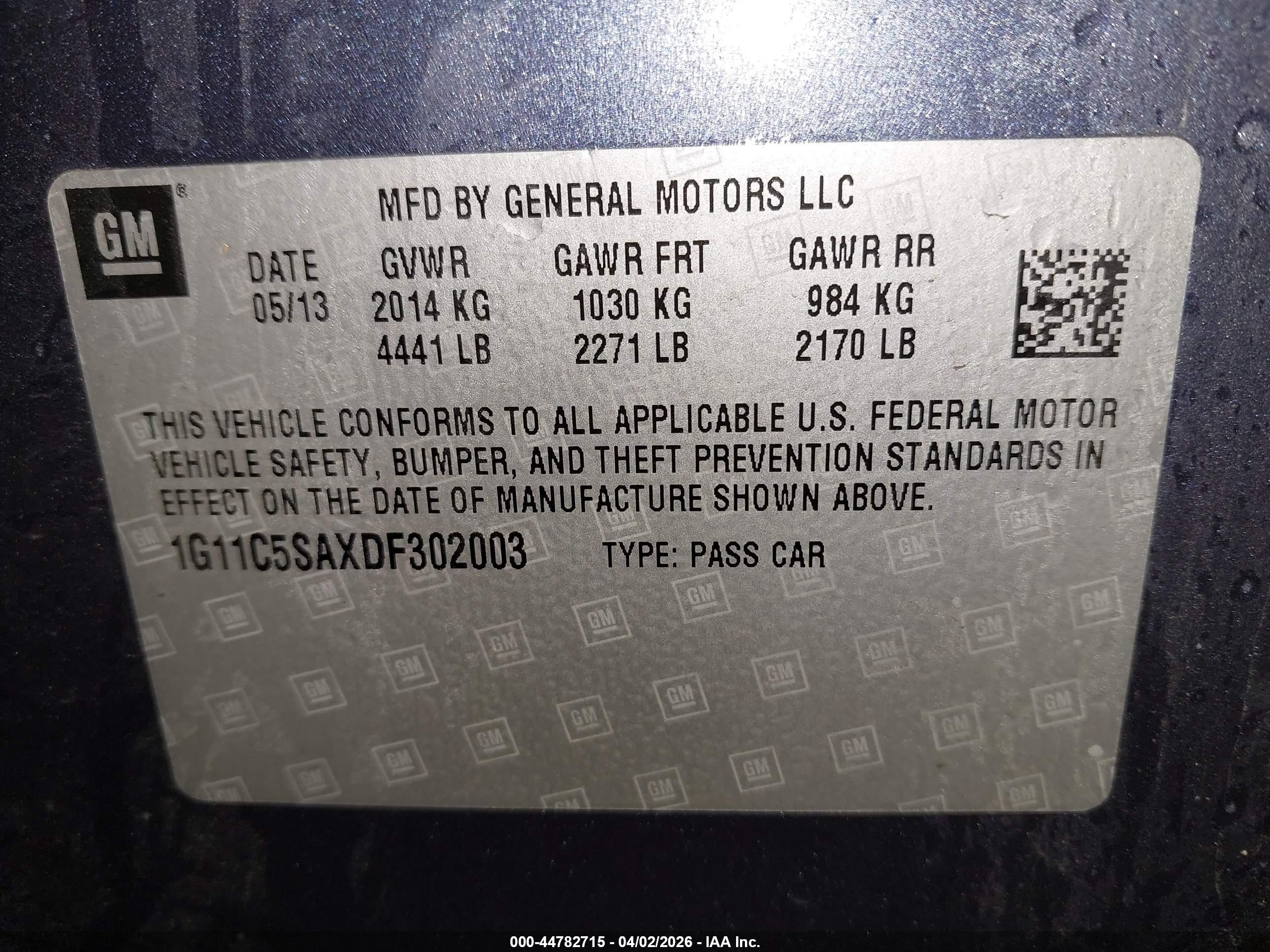 2013 Chevrolet Malibu 1lt Синий vin: 1G11C5SAXDF302003