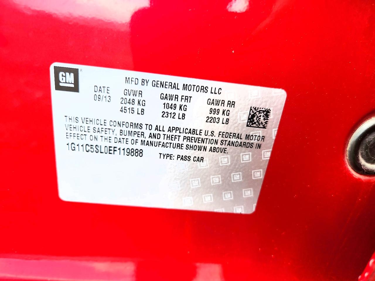 2014 Chevrolet Malibu 1lt Red vin: 1G11C5SL0EF119888