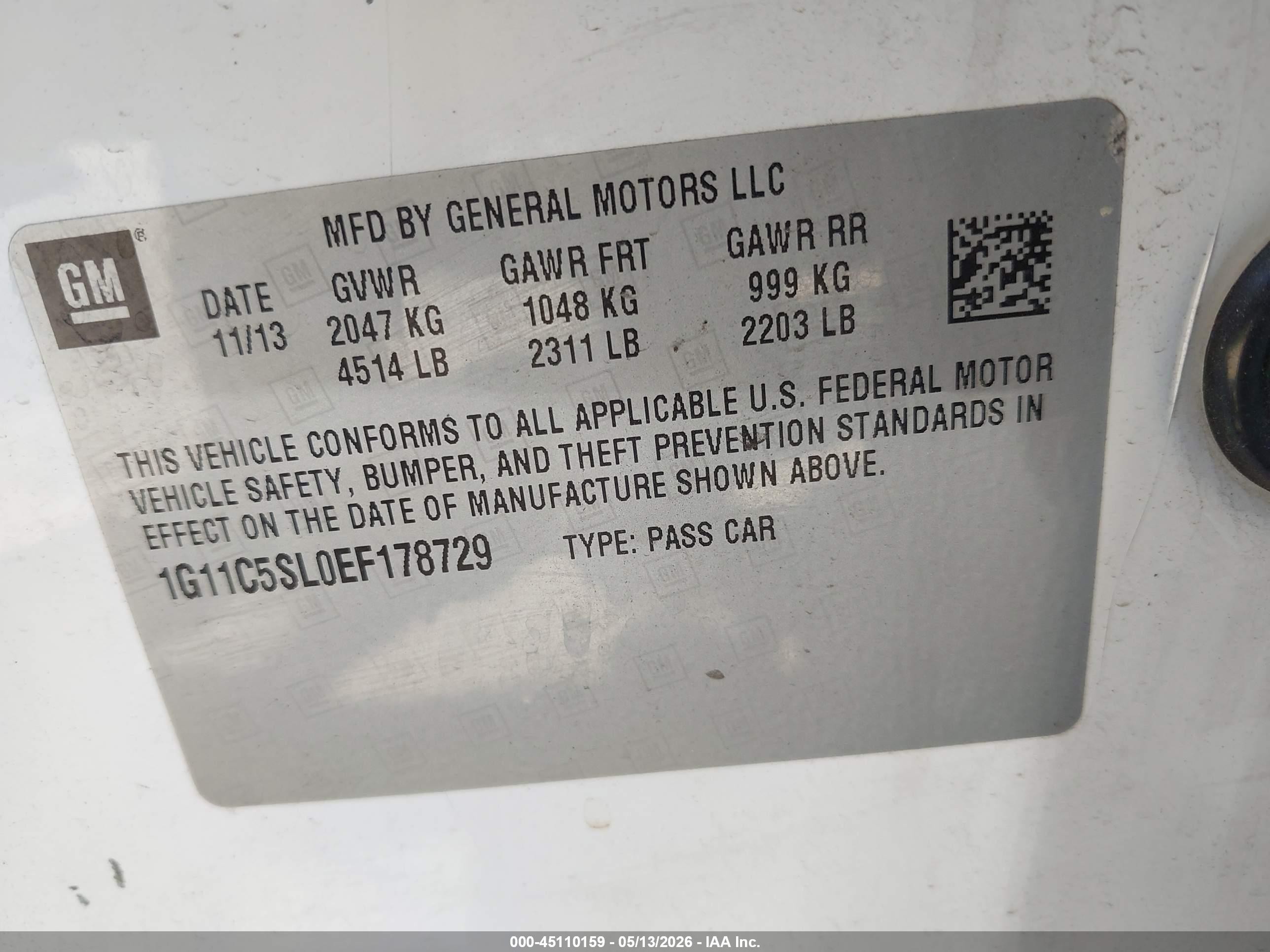 2014 Chevrolet Malibu 1lt White vin: 1G11C5SL0EF178729