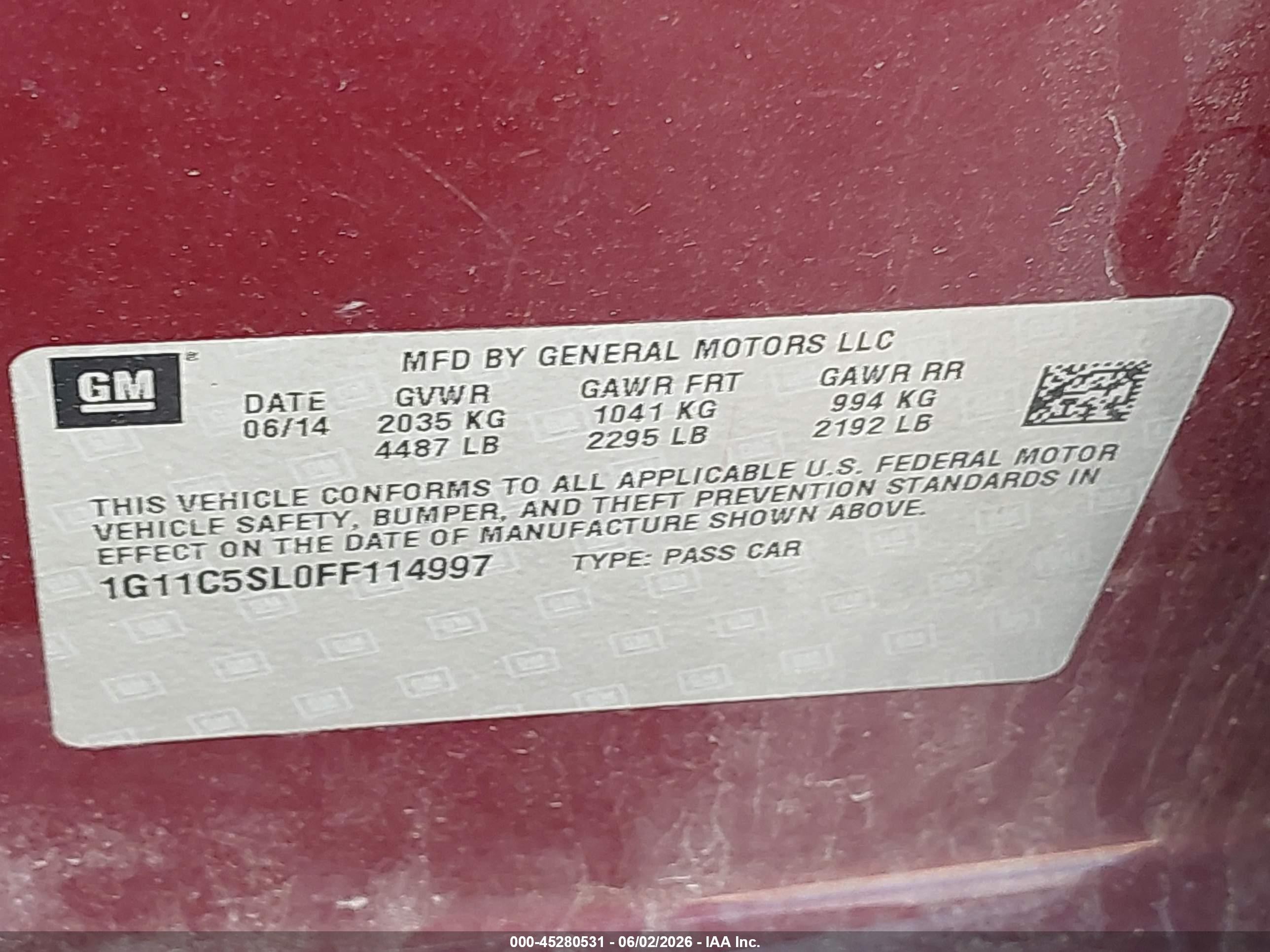 2015 Chevrolet Malibu 1lt Red vin: 1G11C5SL0FF114997