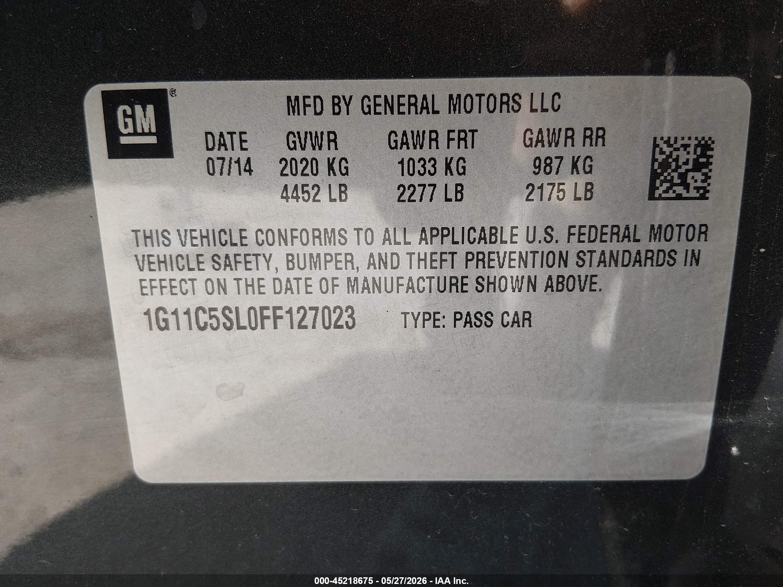 2015 Chevrolet Malibu 1lt Gray vin: 1G11C5SL0FF127023
