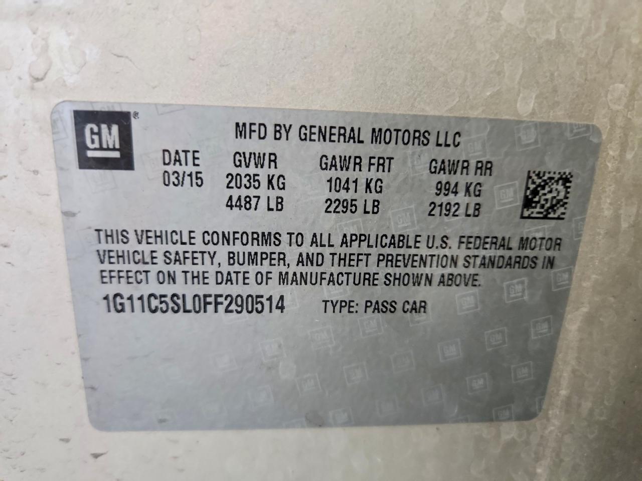 2015 Chevrolet Malibu 1lt Beige vin: 1G11C5SL0FF290514