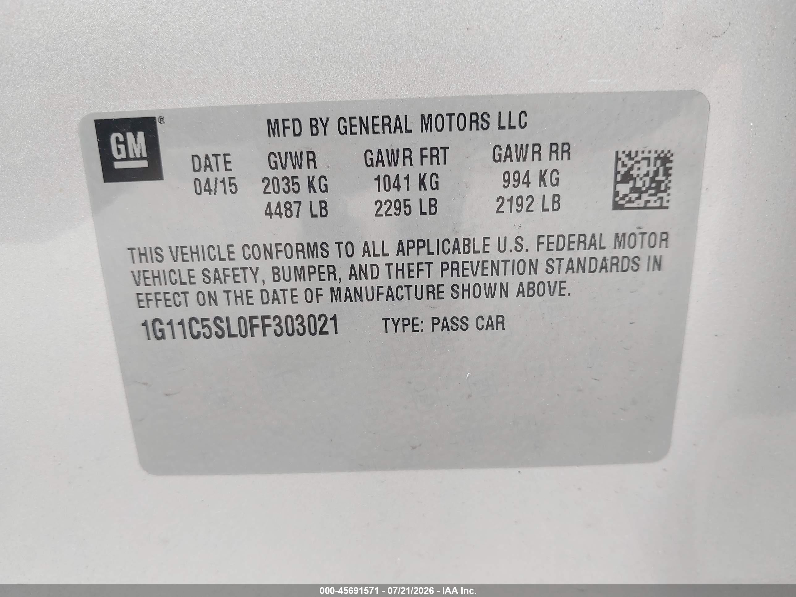 2015 Chevrolet Malibu 1lt Silver vin: 1G11C5SL0FF303021