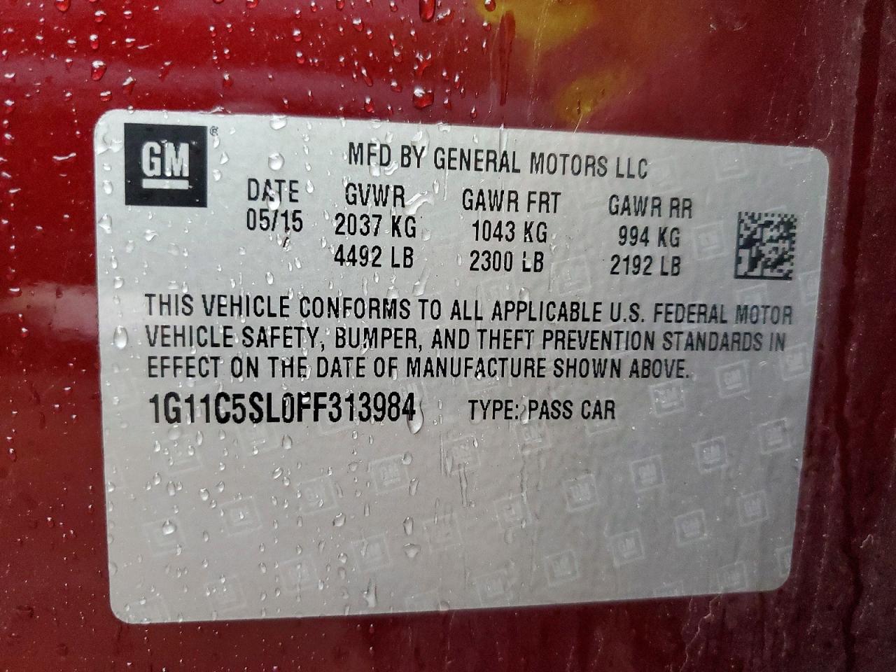 2015 Chev 1500 Silverado Maroon vin: 1G11C5SL0FF313984