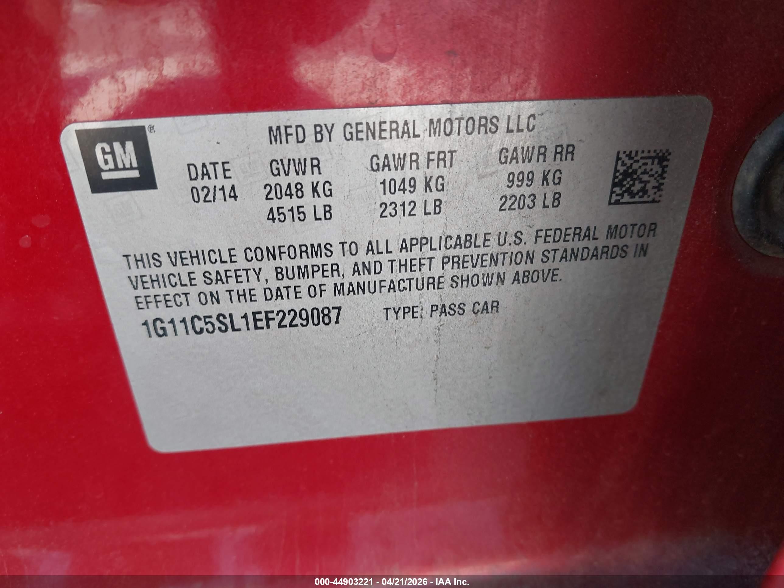 2014 Chevrolet Malibu 1lt Red vin: 1G11C5SL1EF229087