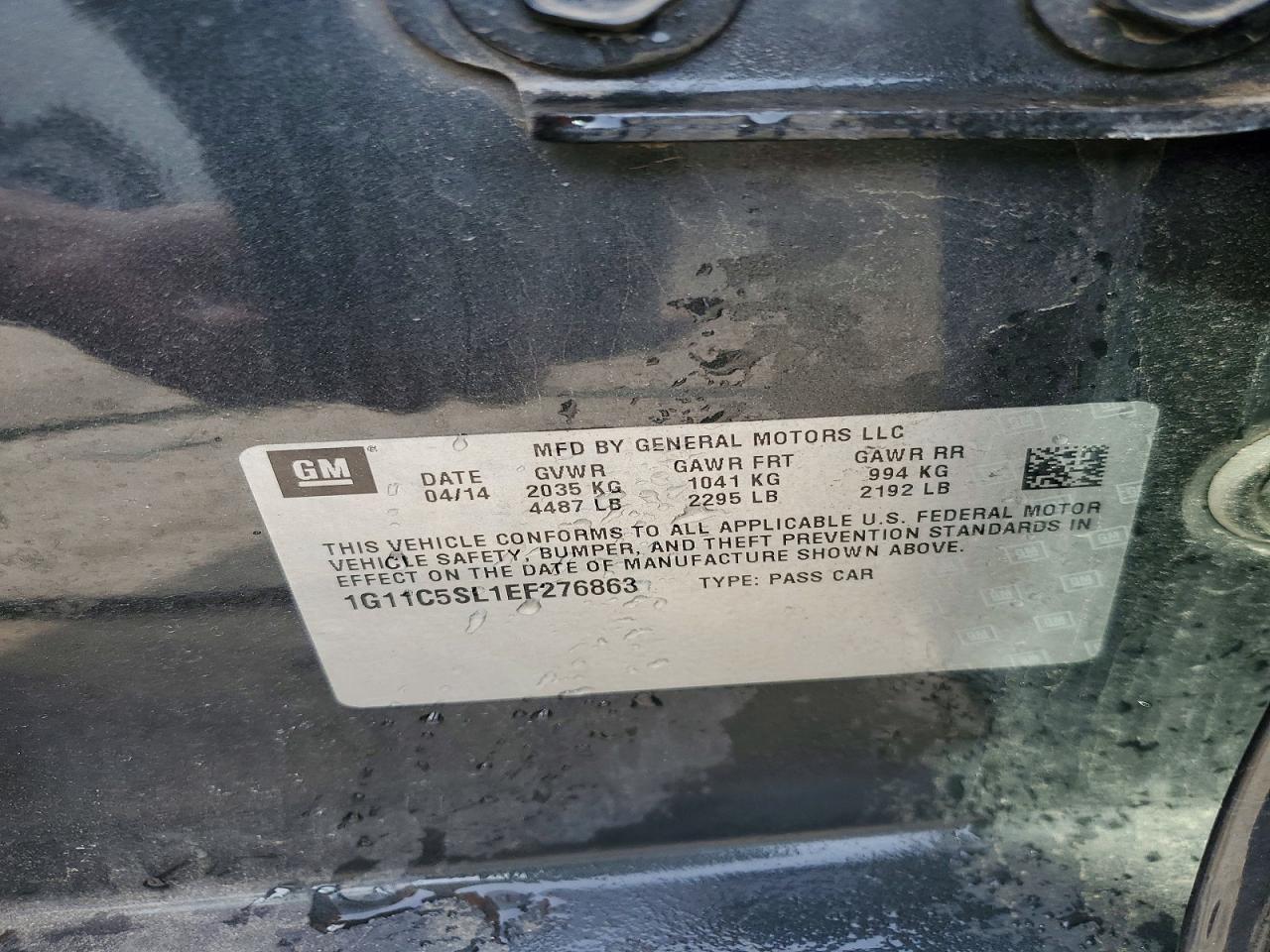 2014 Chevrolet Malibu 1lt Черный vin: 1G11C5SL1EF276863