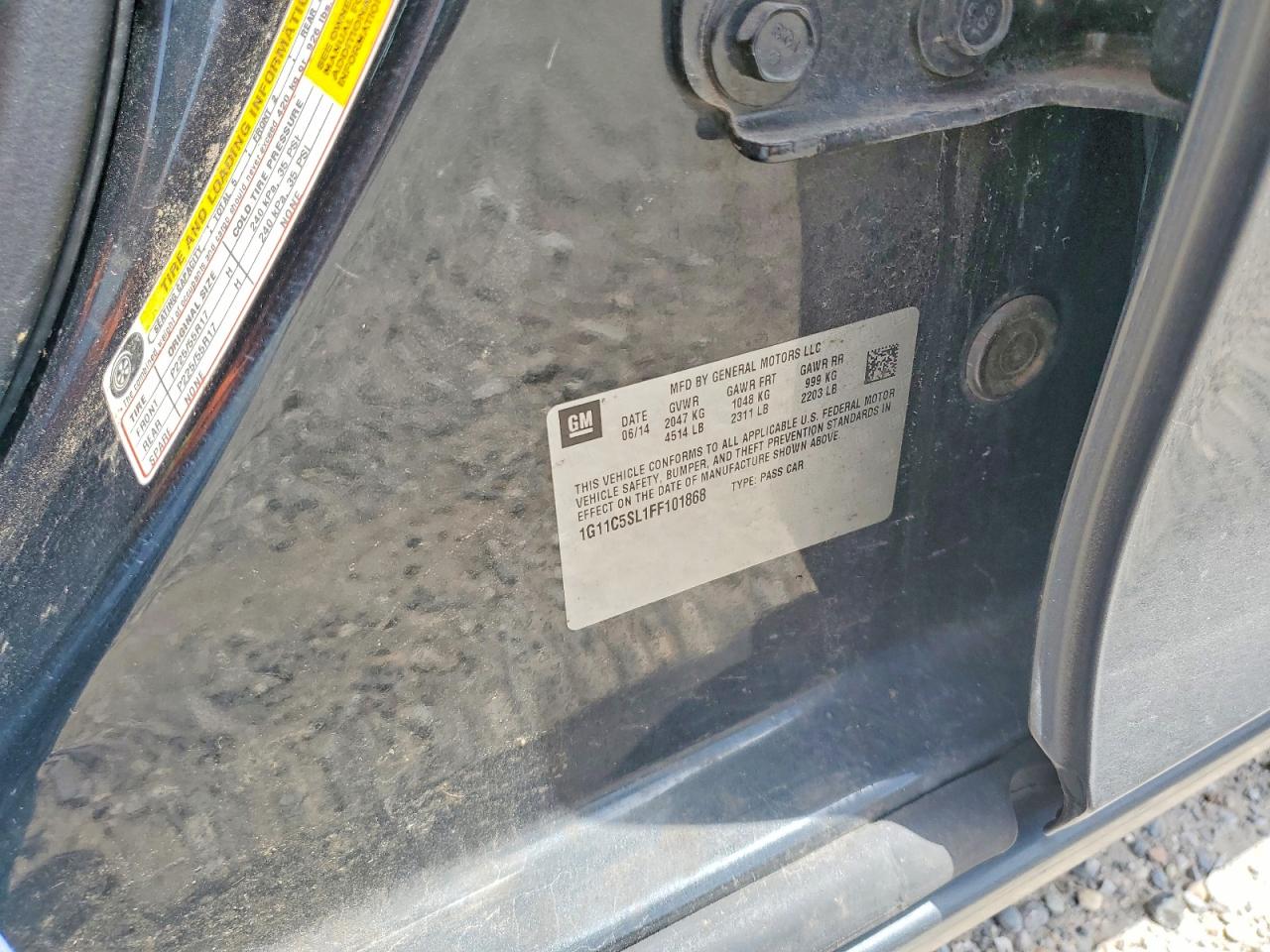 2015 Chevrolet Malibu 1lt Угольный vin: 1G11C5SL1FF101868