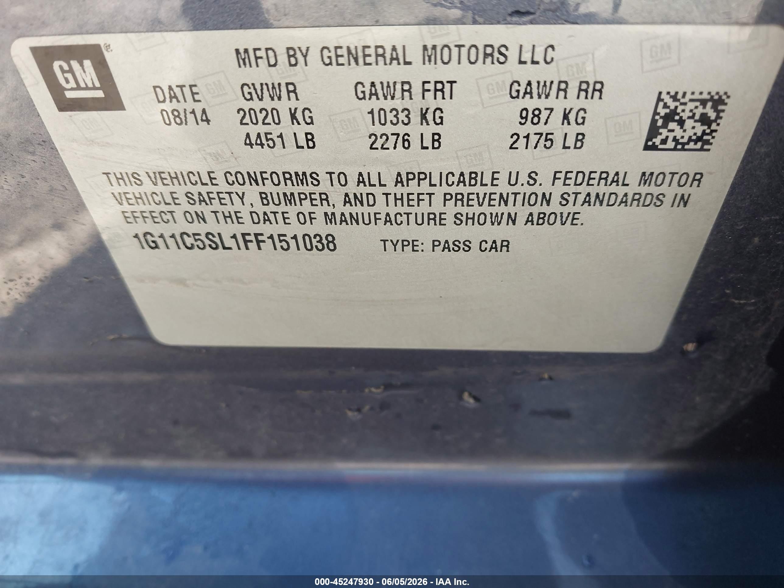 2015 Chevrolet Malibu 1lt Dark Blue vin: 1G11C5SL1FF151038