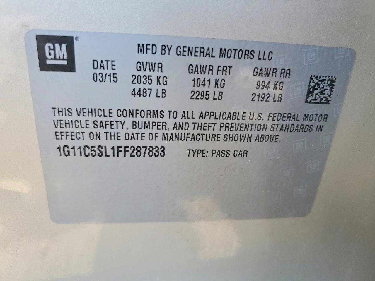 2015 Chevrolet Malibu 1lt Gold vin: 1G11C5SL1FF287833