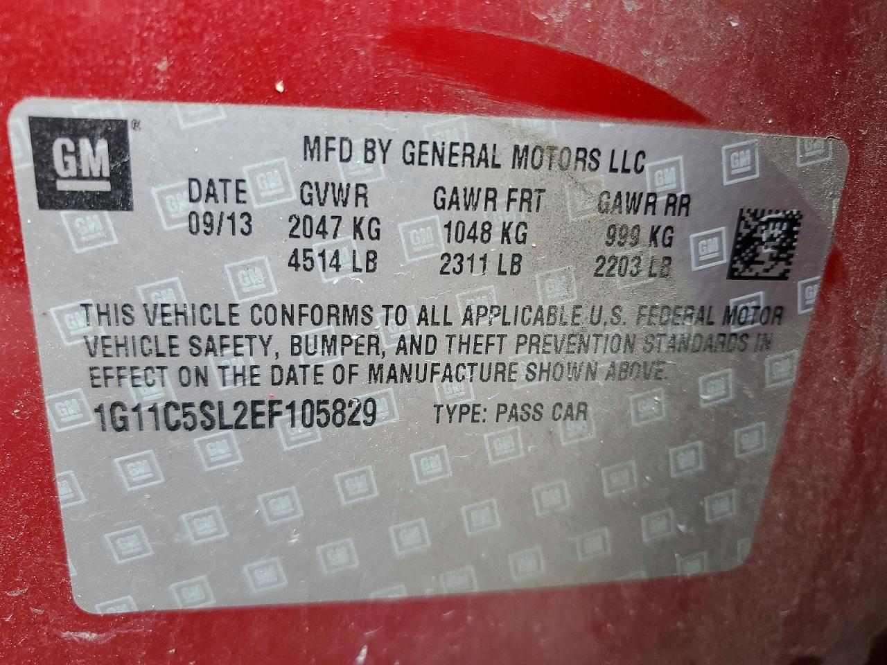 2014 Chevrolet Malibu 1lt Red vin: 1G11C5SL2EF105829