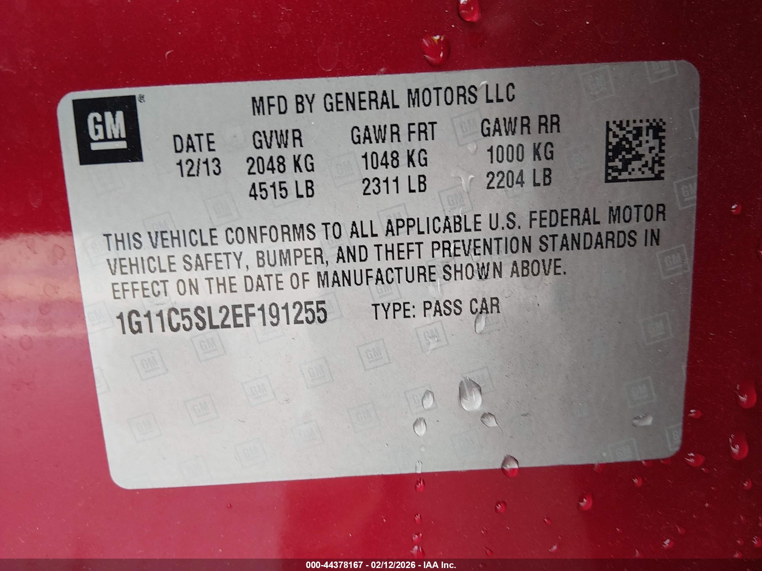 2014 Chevrolet Malibu 1lt Красный vin: 1G11C5SL2EF191255