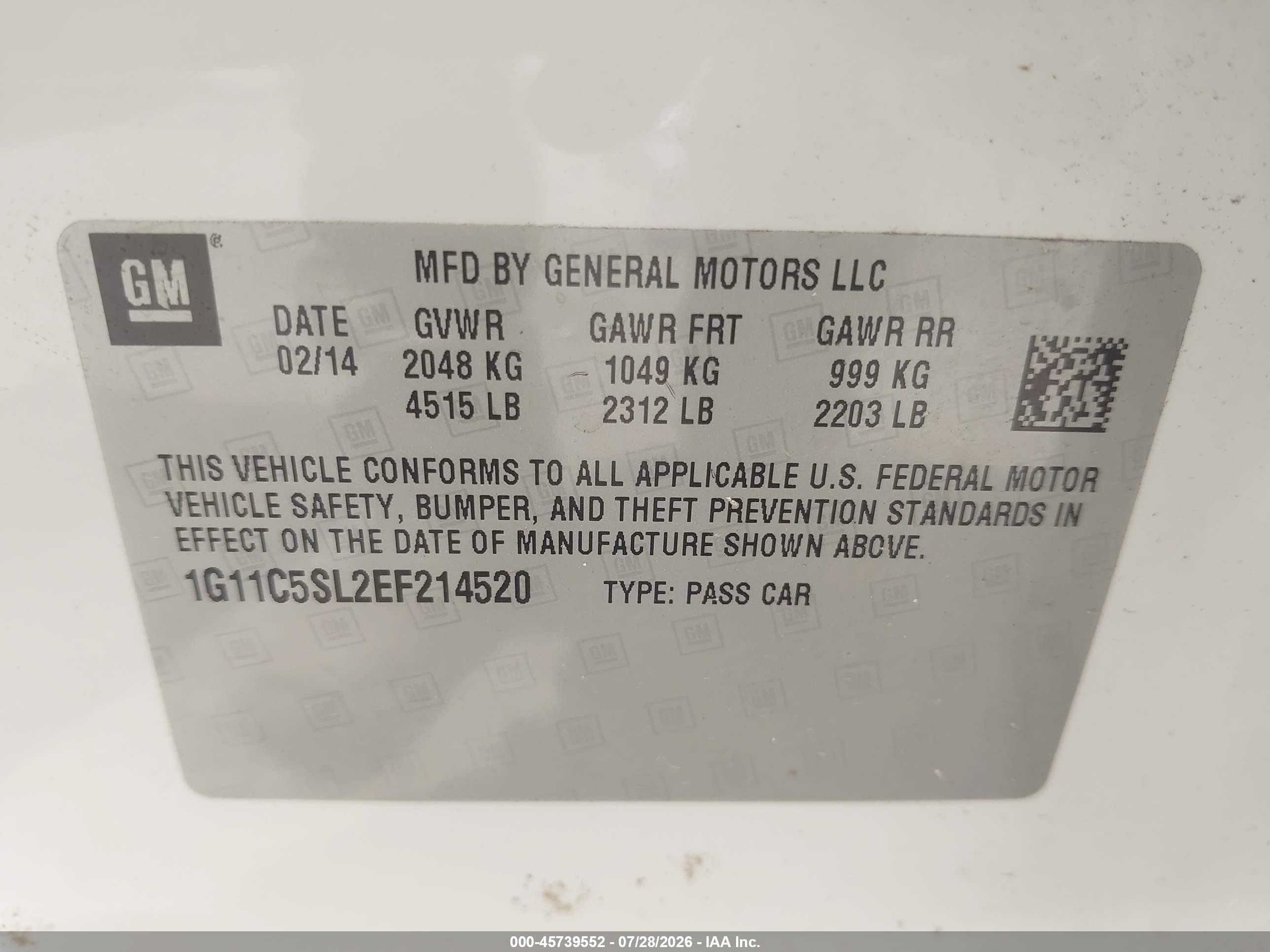 2014 Chevrolet Malibu 1lt White vin: 1G11C5SL2EF214520