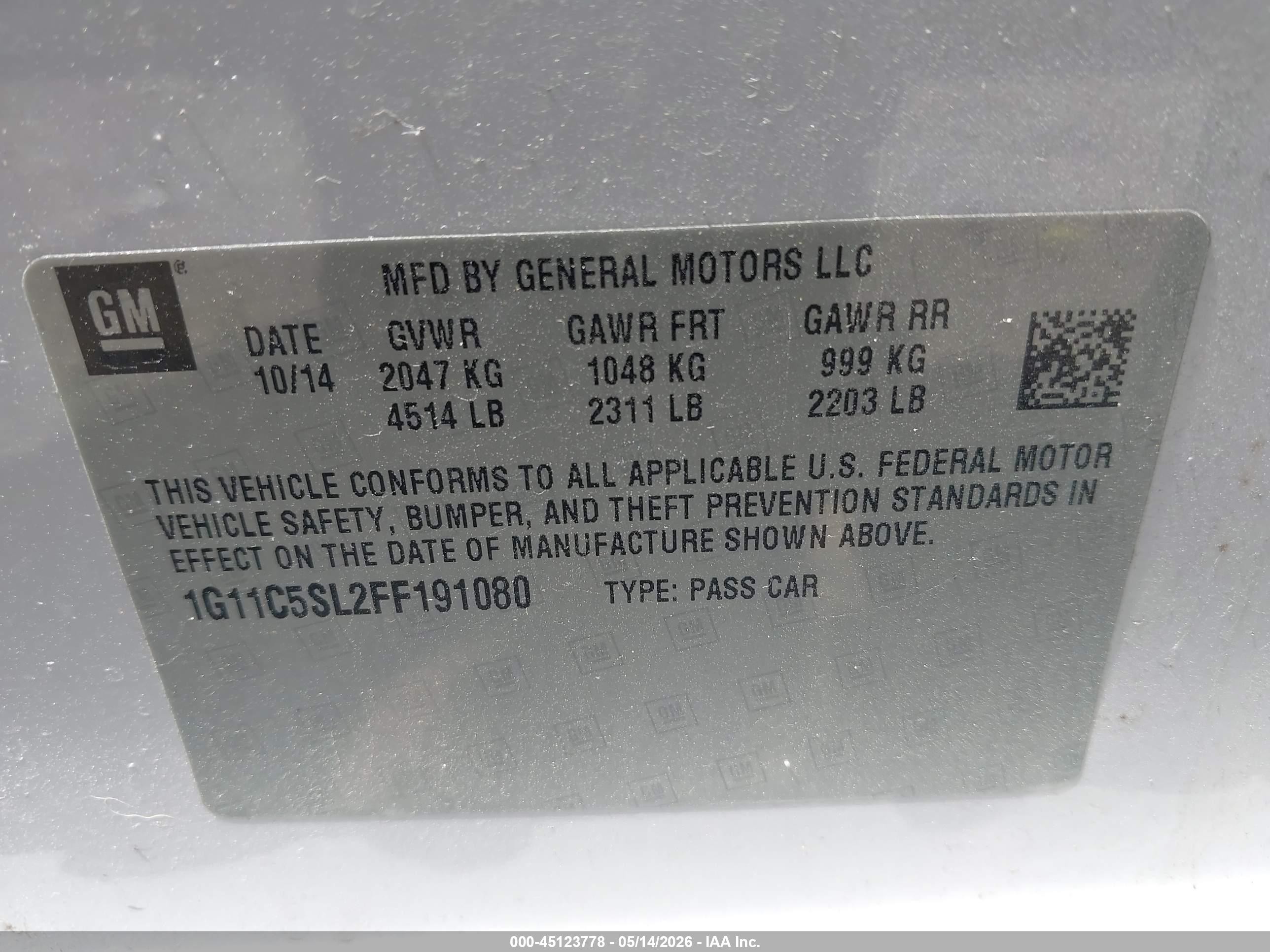 2015 Chevrolet Malibu 1lt White vin: 1G11C5SL2FF191080
