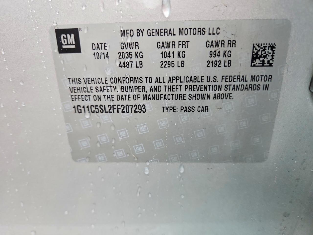 2015 Chevrolet Malibu 1lt Silver vin: 1G11C5SL2FF207293