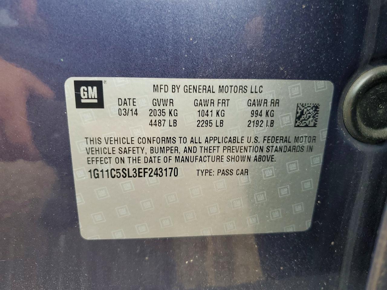 2014 Chevrolet Malibu 1lt Blue vin: 1G11C5SL3EF243170