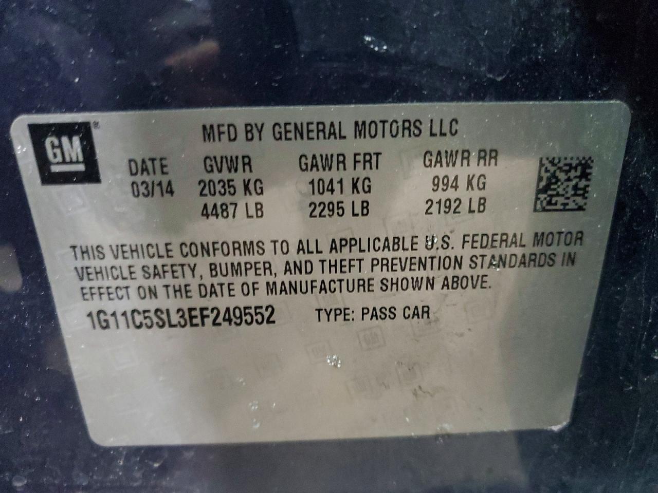 2014 Chevrolet Malibu 1lt Blue vin: 1G11C5SL3EF249552