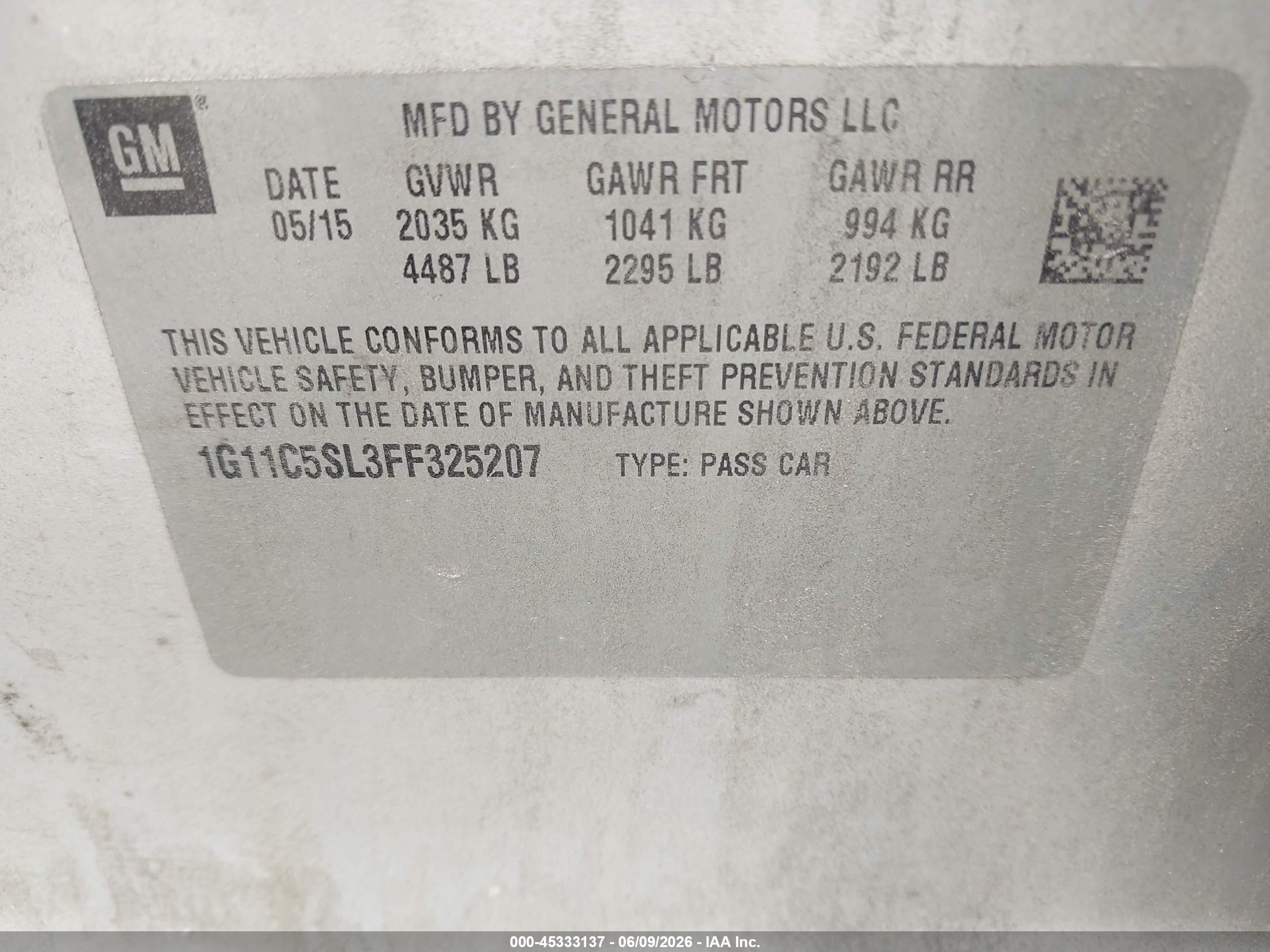 2015 Chevrolet Malibu 1lt Серебряный vin: 1G11C5SL3FF325207