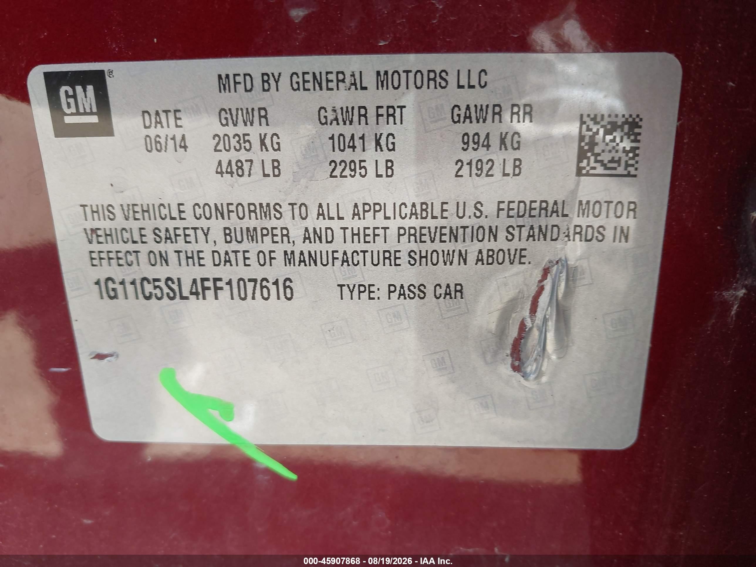 2015 Chevrolet Malibu 1lt Burgundy vin: 1G11C5SL4FF107616