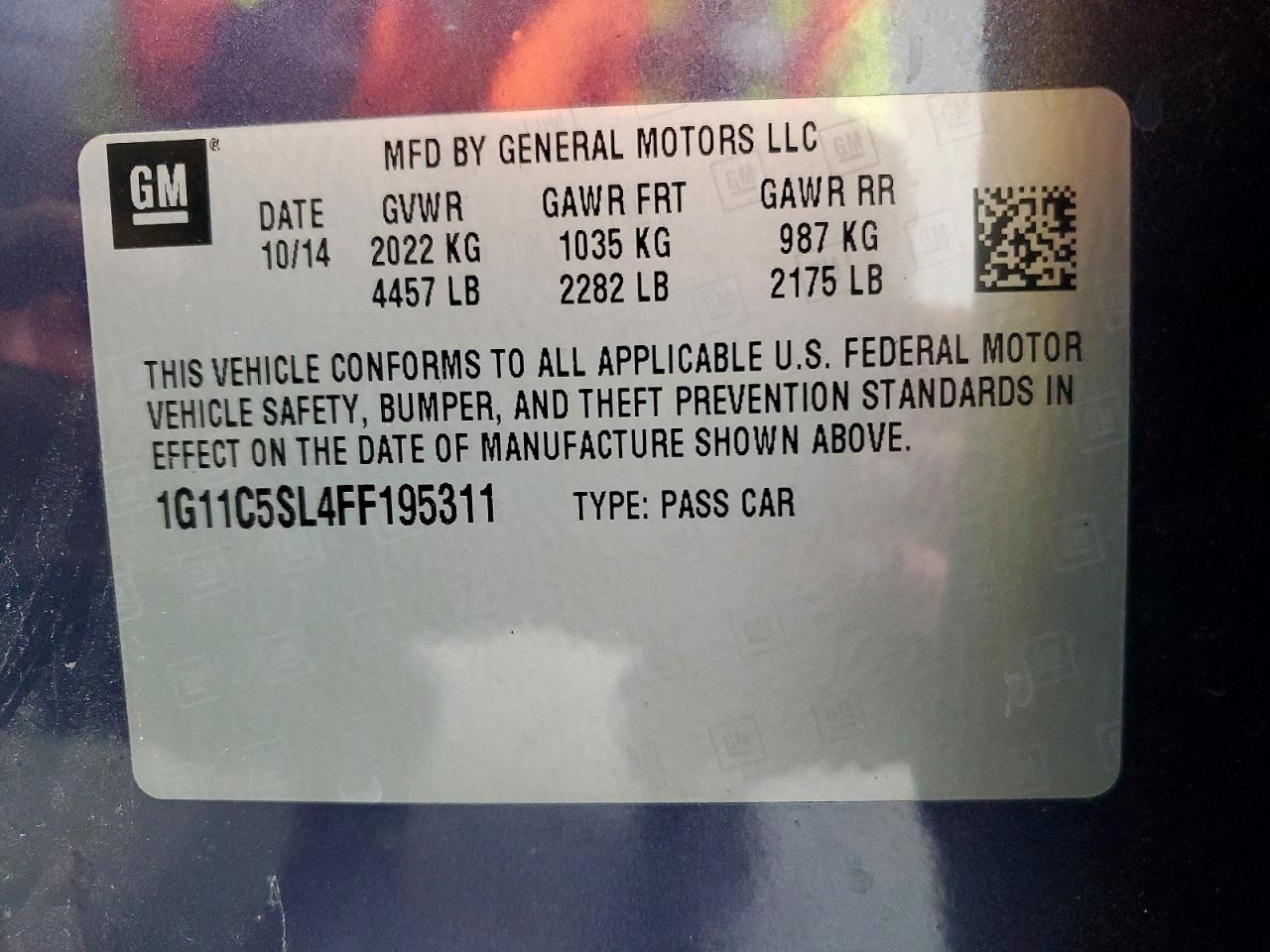 2015 Chevrolet Malibu 1lt Blue vin: 1G11C5SL4FF195311