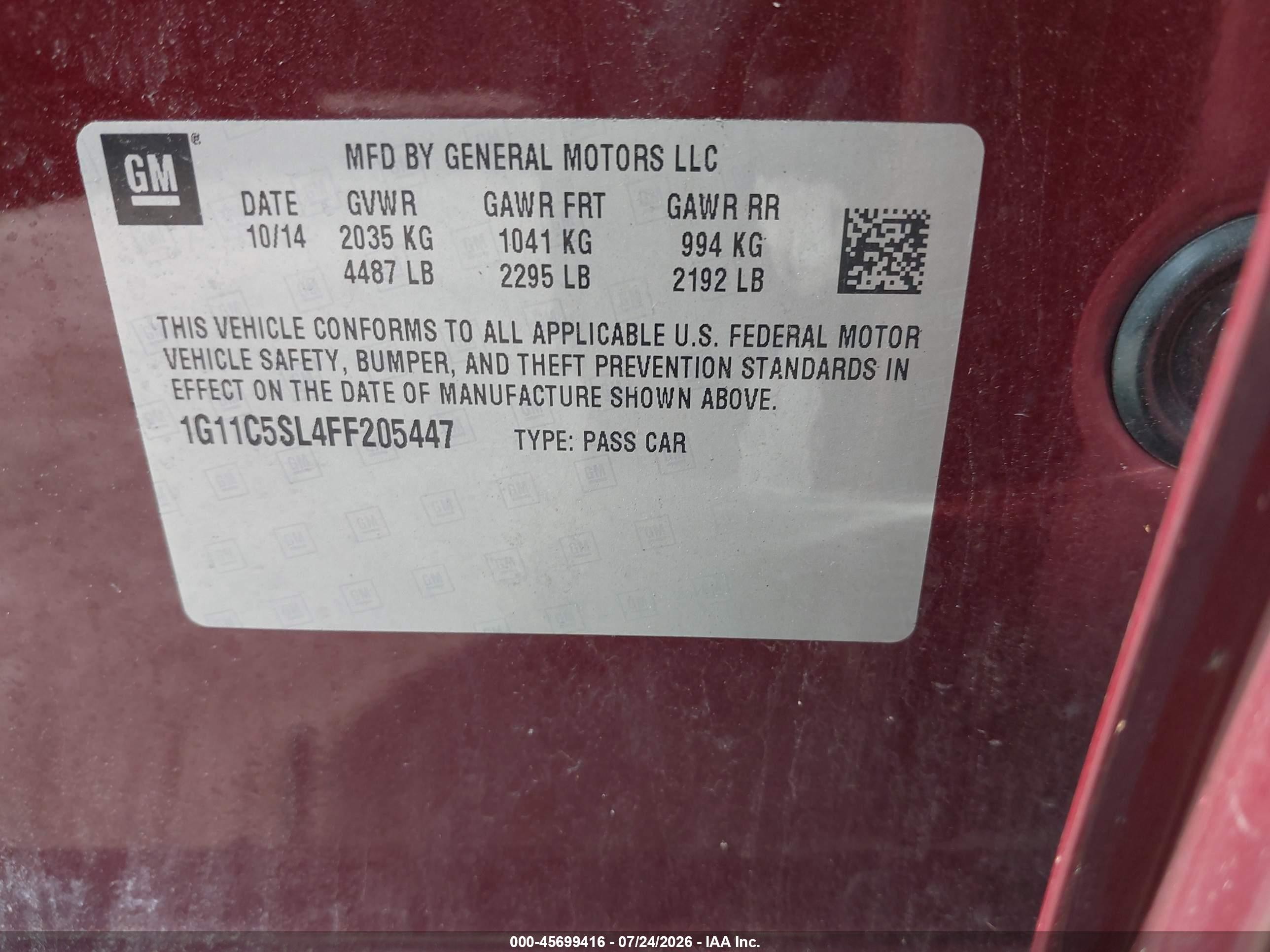 2015 Chevrolet Malibu 1lt Burgundy vin: 1G11C5SL4FF205447