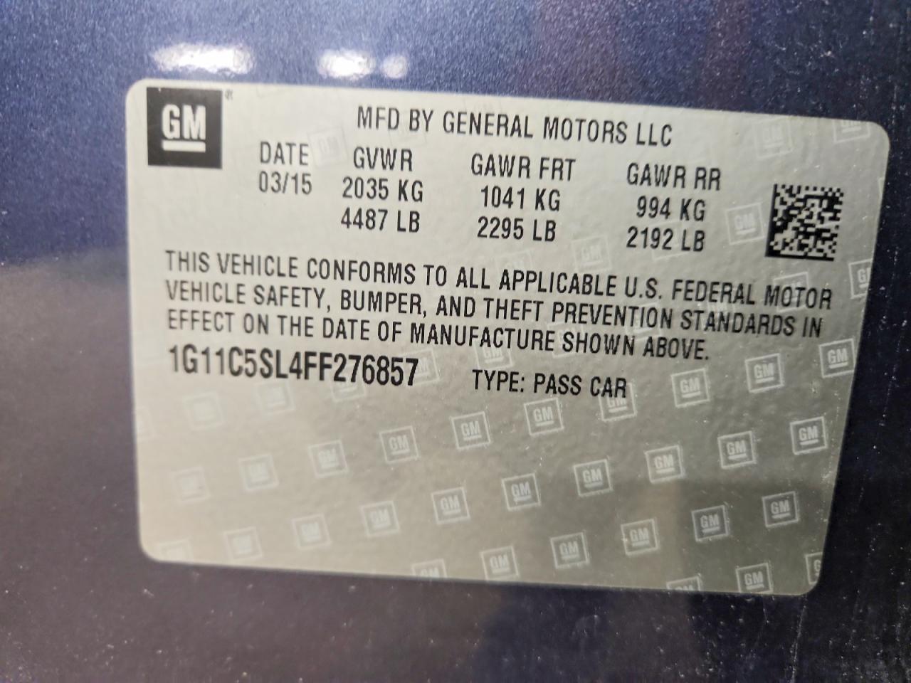 2015 Chevrolet Malibu 1lt Blue vin: 1G11C5SL4FF276857