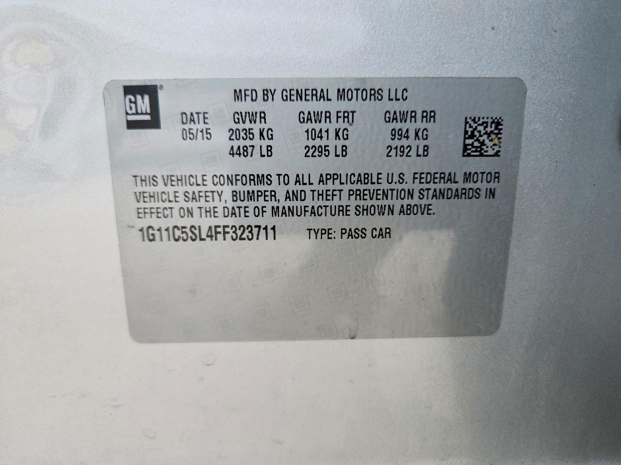 2015 Chevrolet Malibu 1lt Silver vin: 1G11C5SL4FF323711