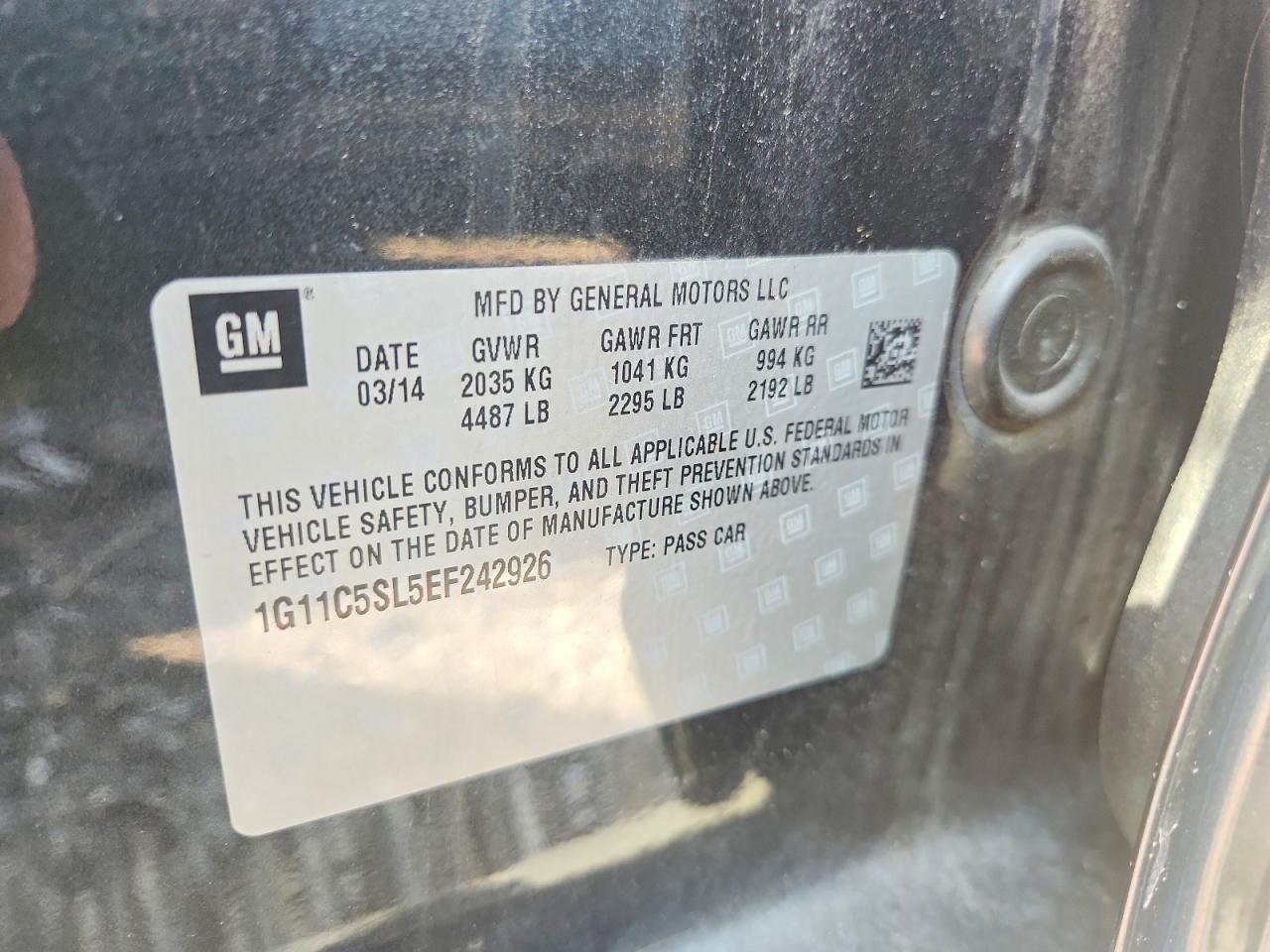 2014 Chevrolet Malibu 1lt Черный vin: 1G11C5SL5EF242926
