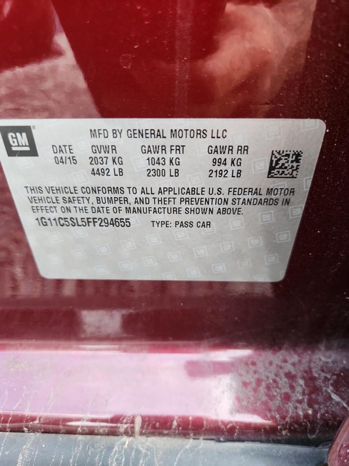 2015 Chevrolet Malibu 1lt Red vin: 1G11C5SL5FF294655