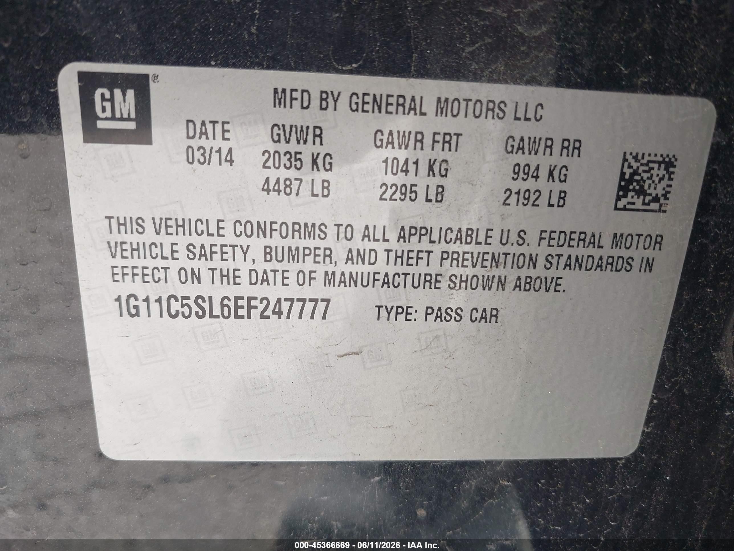 2014 Chevrolet Malibu 1lt Blue vin: 1G11C5SL6EF247777
