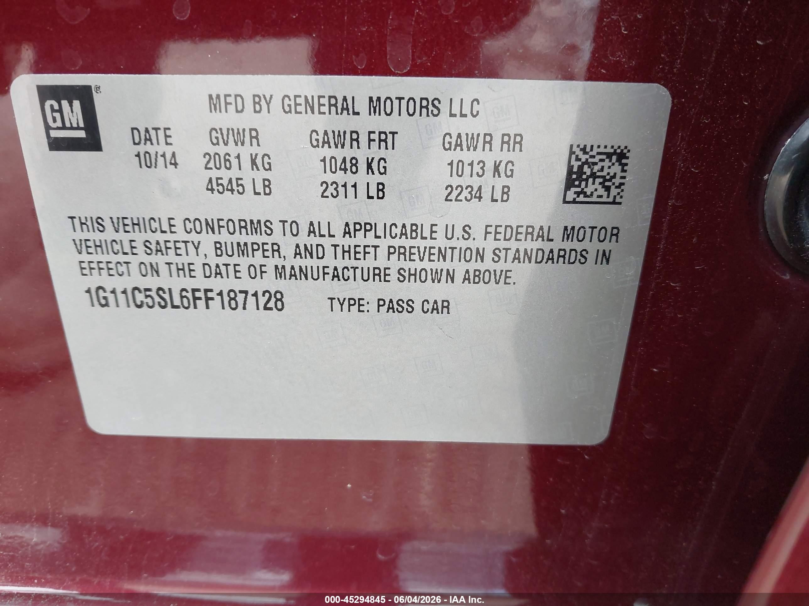 2015 Chevrolet Malibu 1lt Maroon vin: 1G11C5SL6FF187128