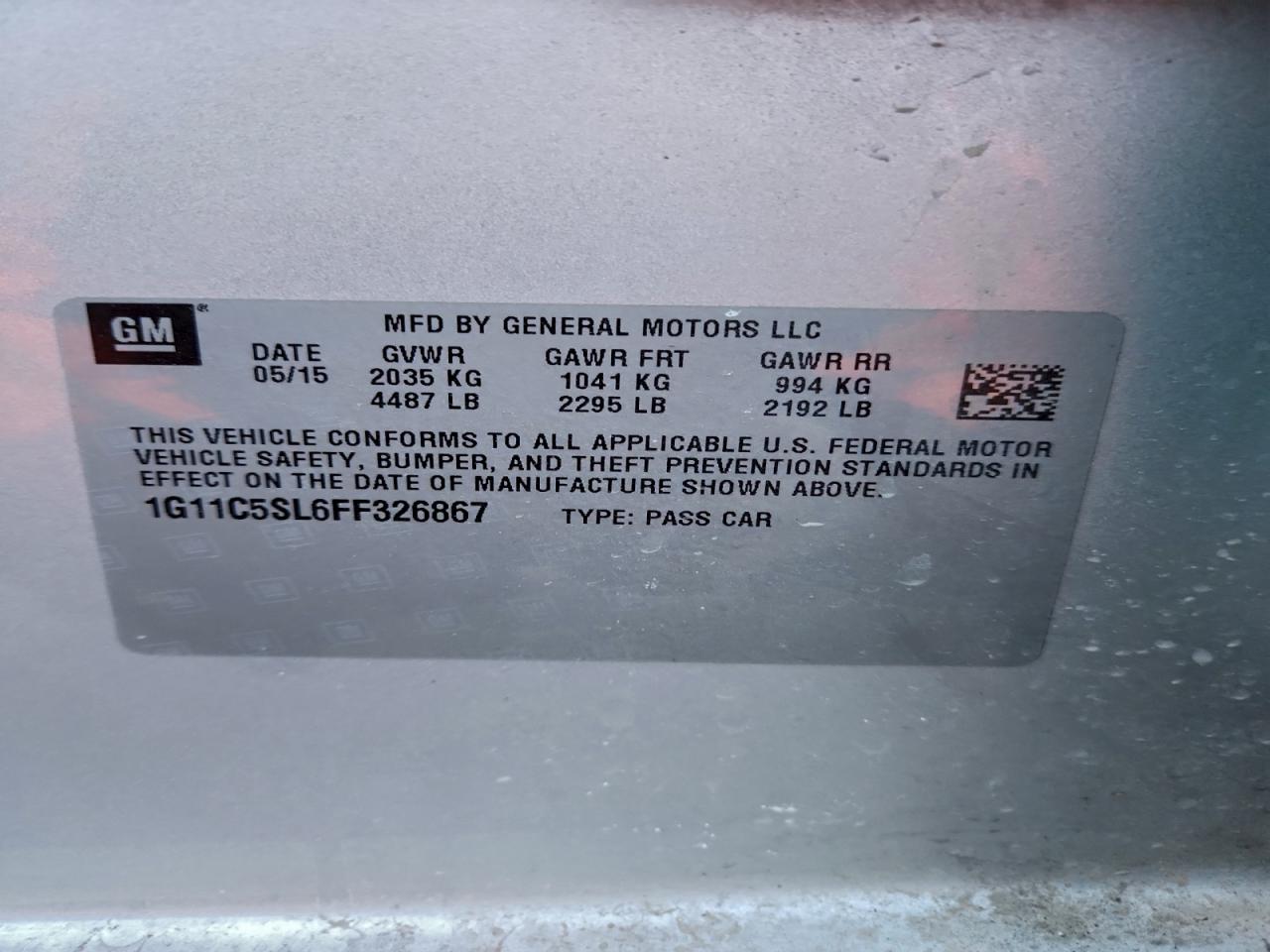2015 Chevrolet Malibu 1lt Silver vin: 1G11C5SL6FF326867