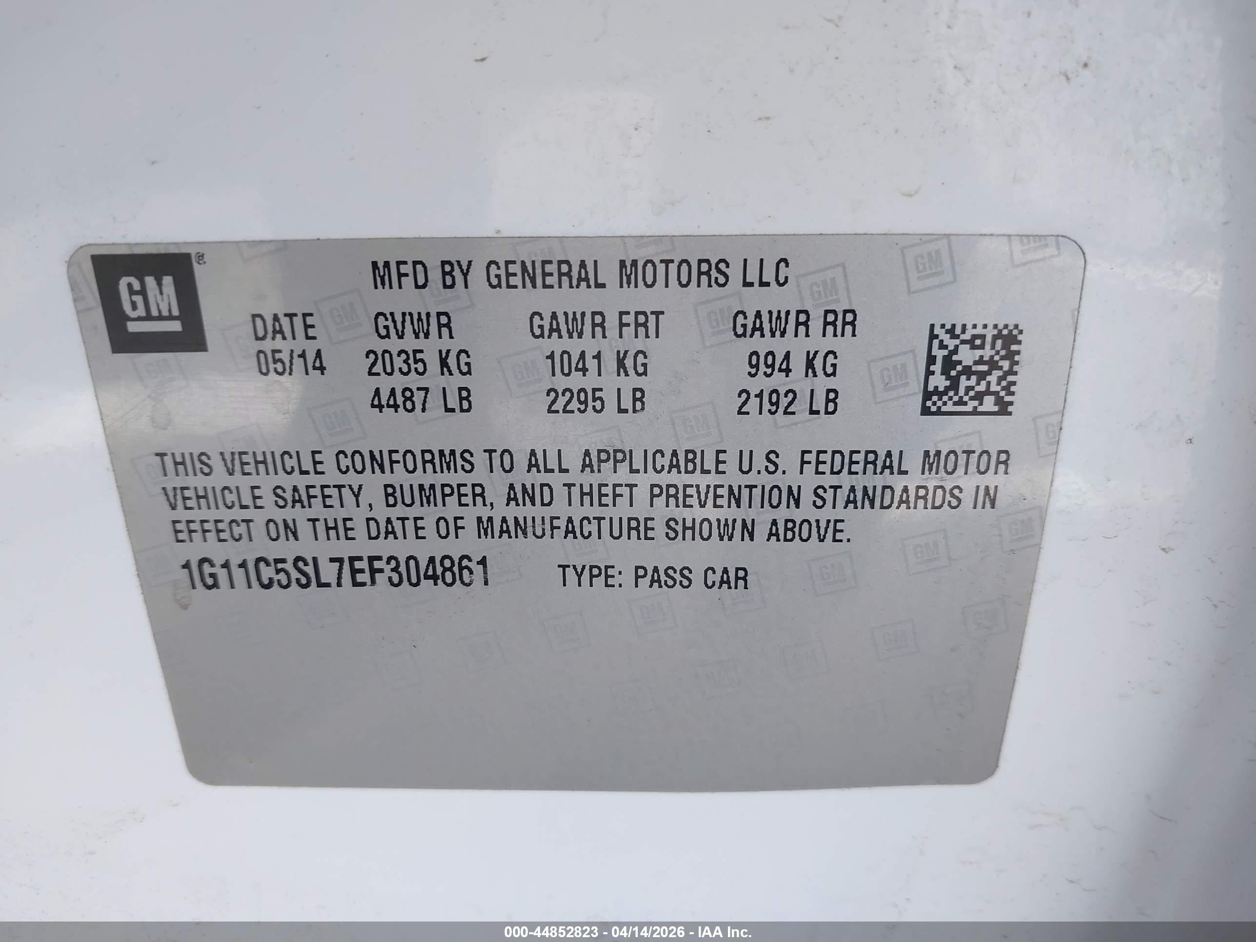 2014 Chevrolet Malibu 1lt White vin: 1G11C5SL7EF304861