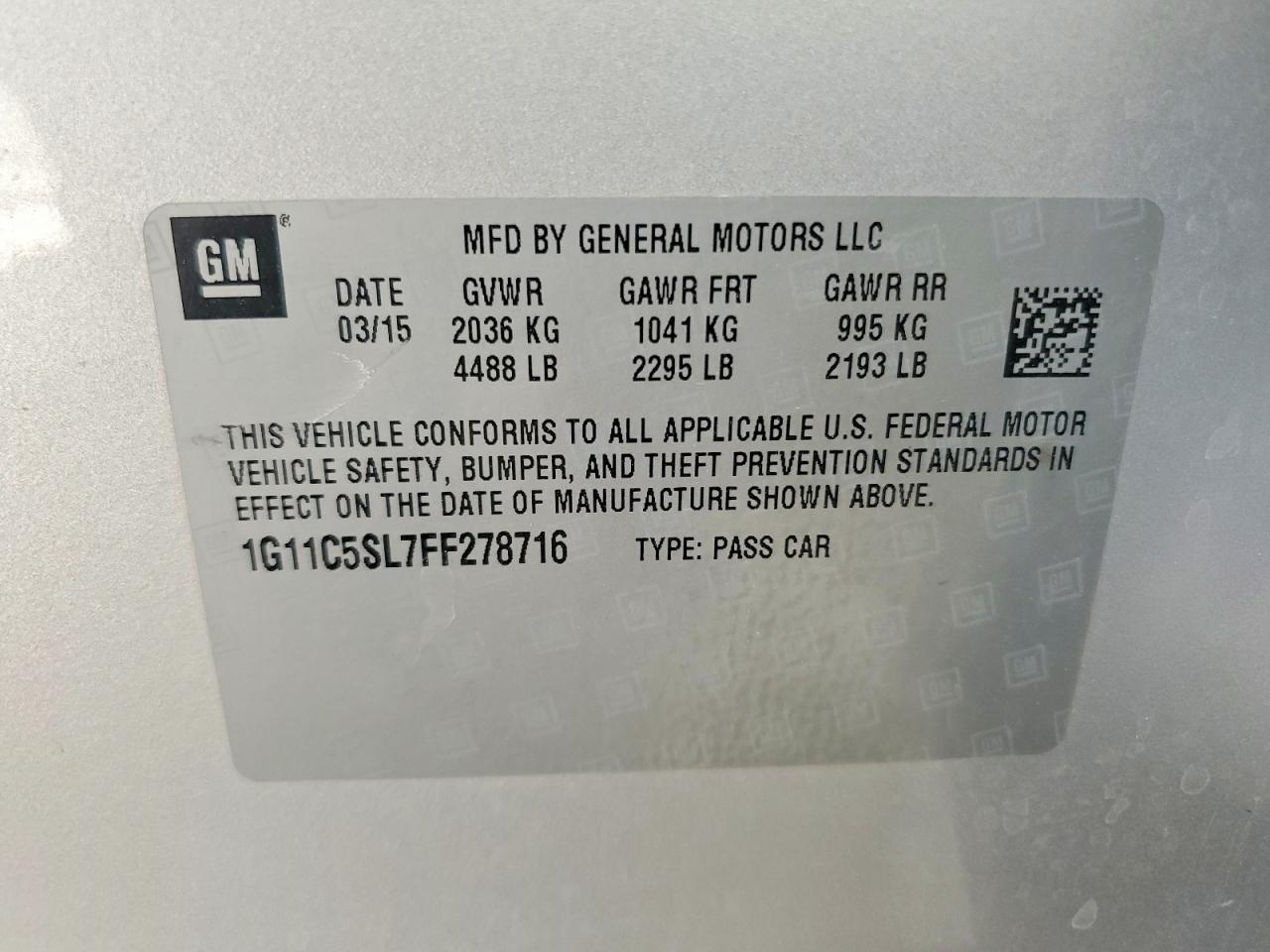 2015 Chevrolet Malibu 1lt Silver vin: 1G11C5SL7FF278716