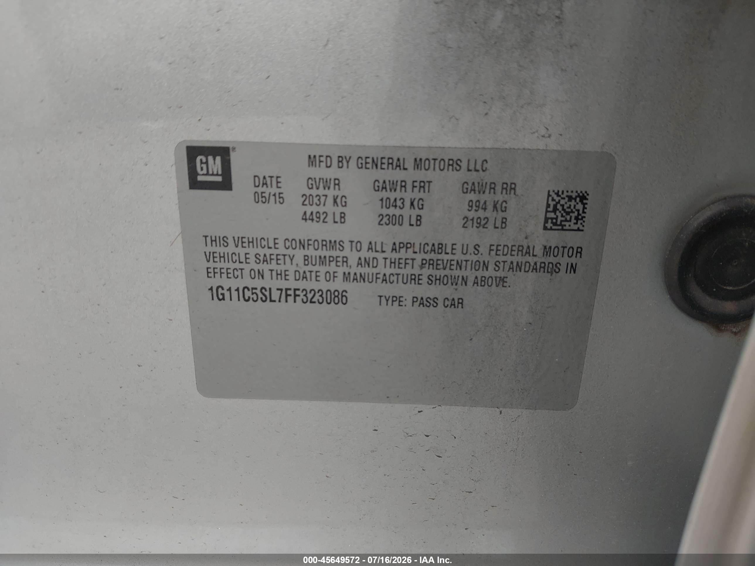 2015 Chevrolet Malibu 1lt Silver vin: 1G11C5SL7FF323086