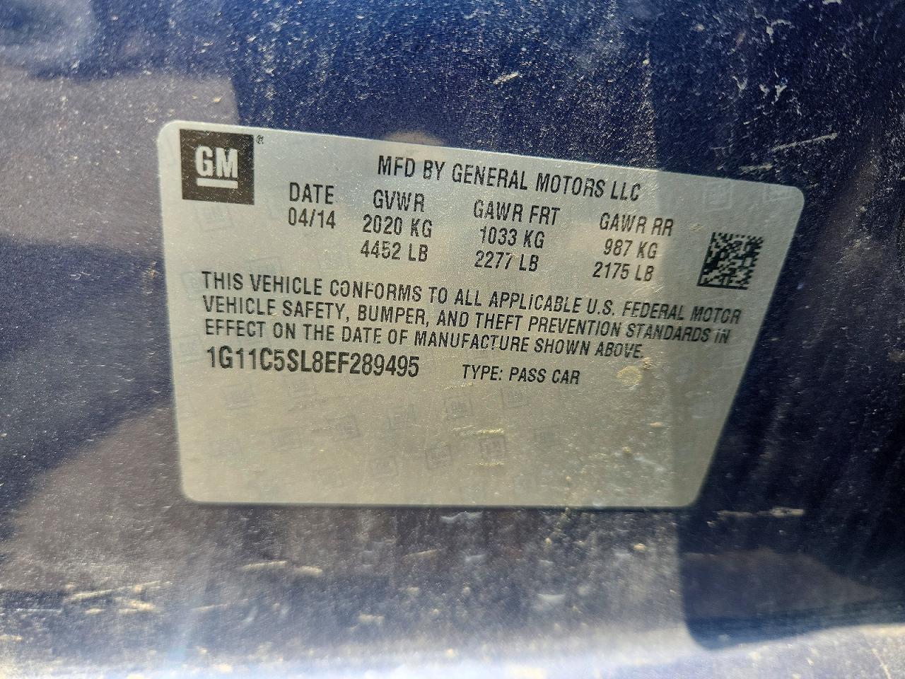 2014 Chevrolet Malibu 1lt Blue vin: 1G11C5SL8EF289495