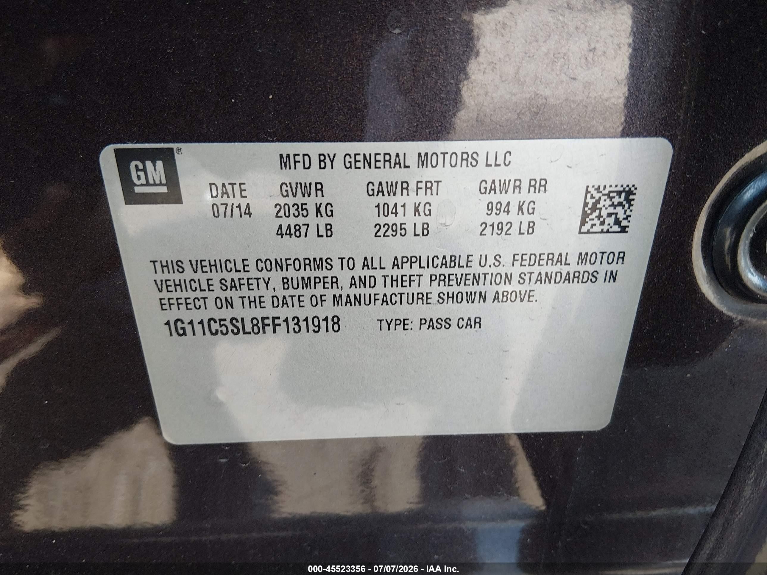2015 Chevrolet Malibu 1lt Gray vin: 1G11C5SL8FF131918